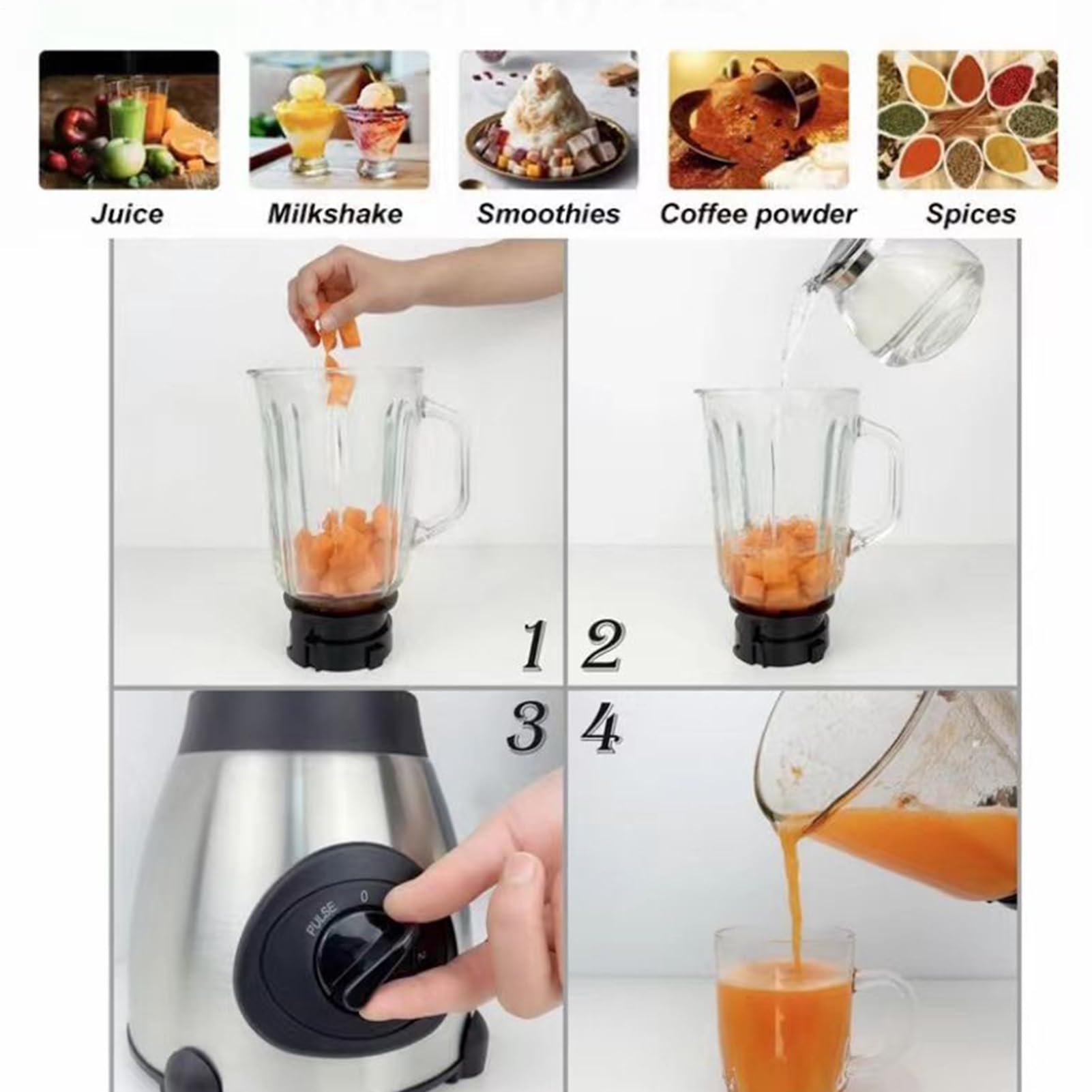 Küchenmixer Gewürzbereiter und Küchenprozessor mit abnehmbarem Glasbecher | Mixer Für Die Zubereitung Von Smoothies Und Lebensmitteln Für Studenten Erwachsene Zuhause