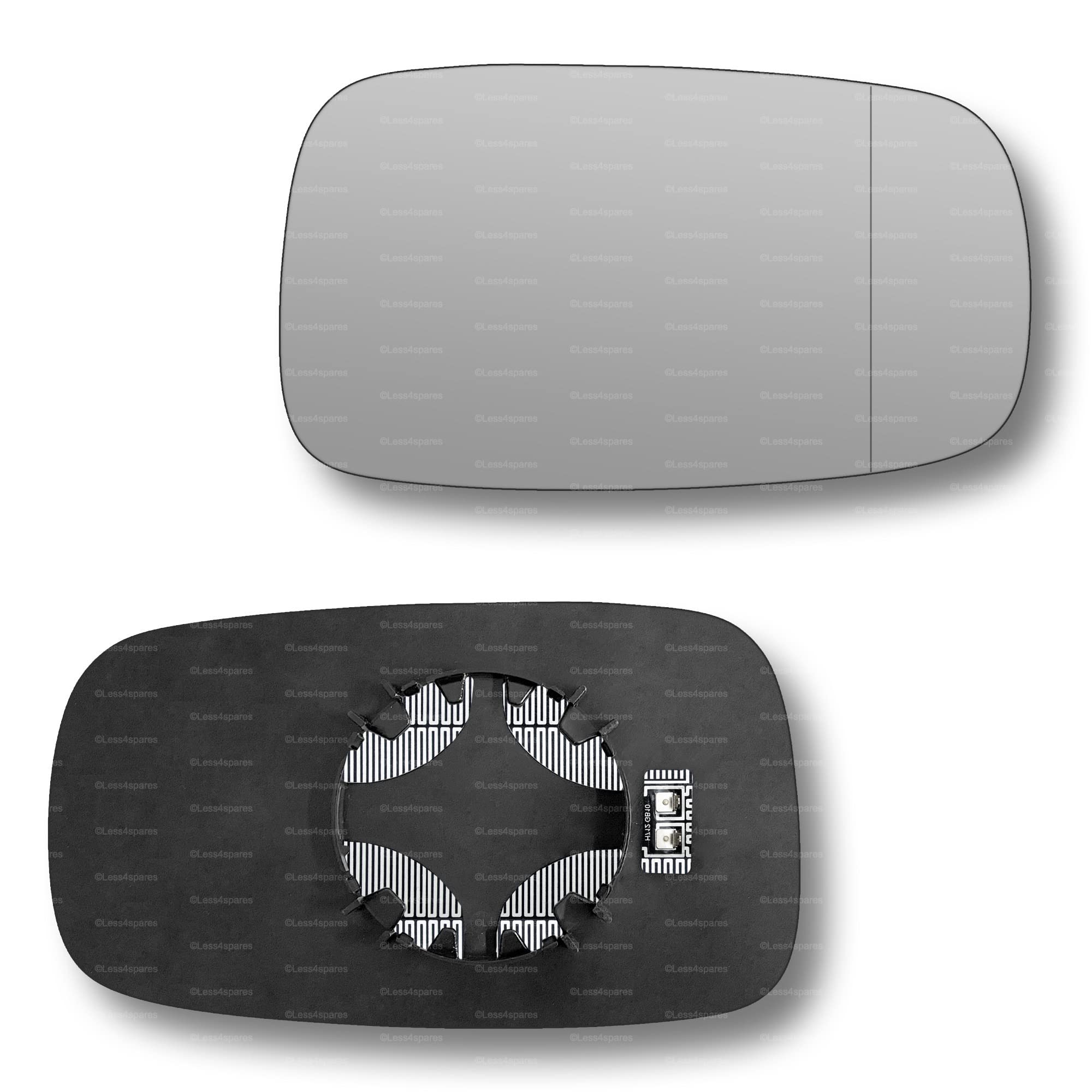 Less4Spares Replacement Wing Mirror Glass Right Compatible with Renault Clio 2005-2009 CLIP-ON Driver Off side Heated with Blind Spot