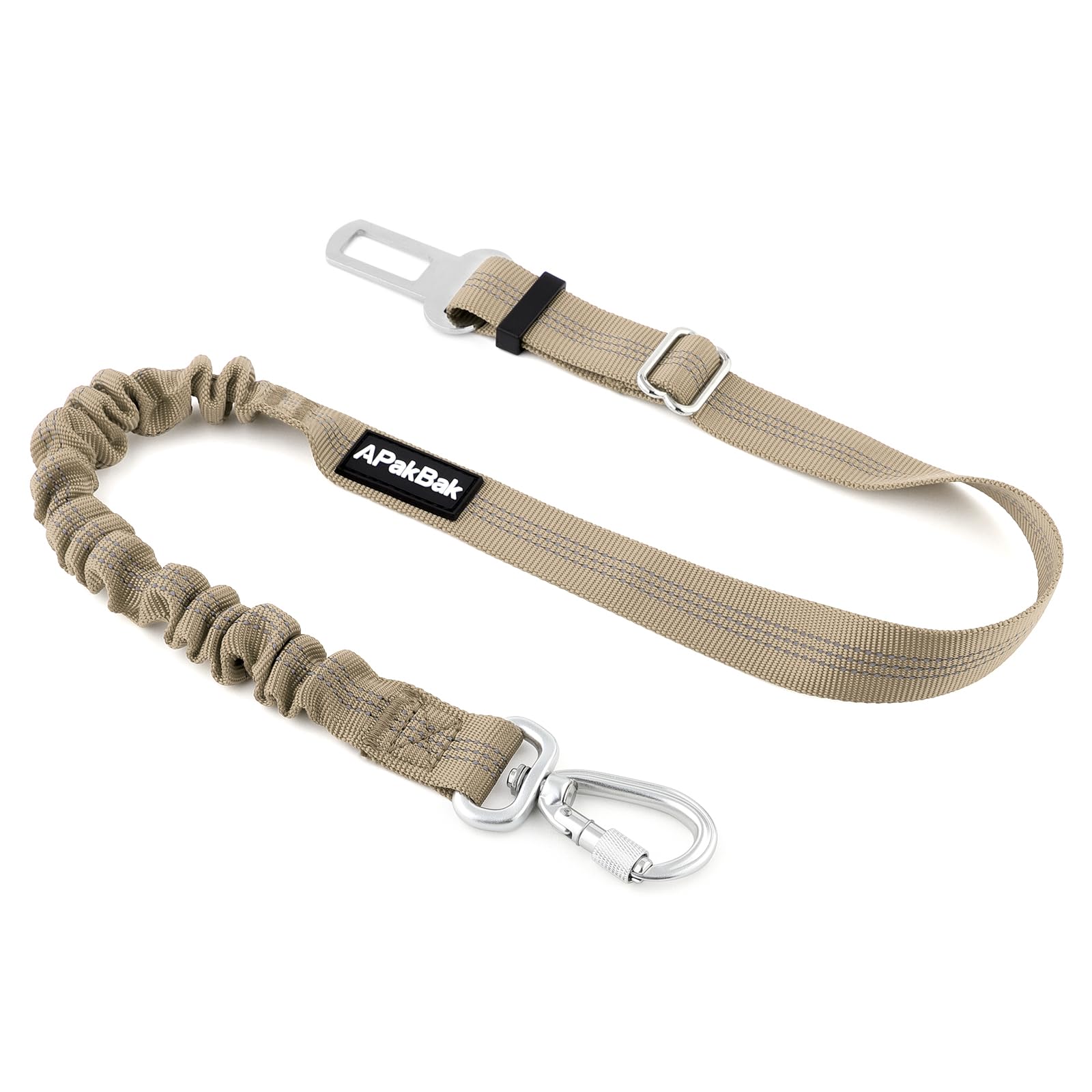 Dog Seat Belt for Car, Adjustable Dog Car Harness Seatbelt for Small Medium Large Dogs, Heavy Duty Travel Safety Restraint with Locking Aluminum Hook & Reflective Nylon Strap, Beige