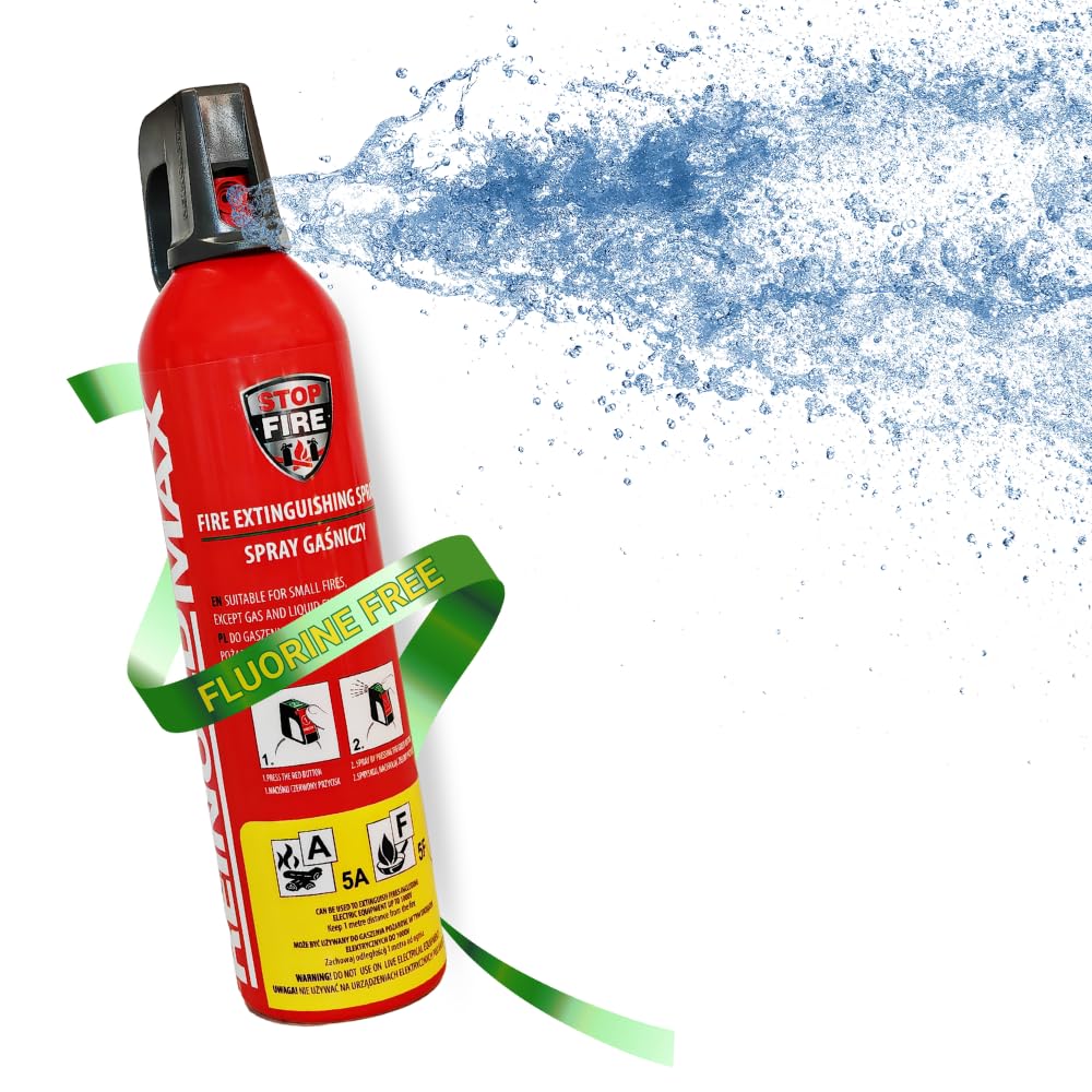notlok Safety Work - 750g Feuerlöschspray ohne Fluor | Hautfreundlicher Feuerlöscher Schaum für Brände A F & E bis 1000 V | Mini Feuerlöscher Auto - Feuerlöscher Haushalt, Auto Feuerlöscher Klein