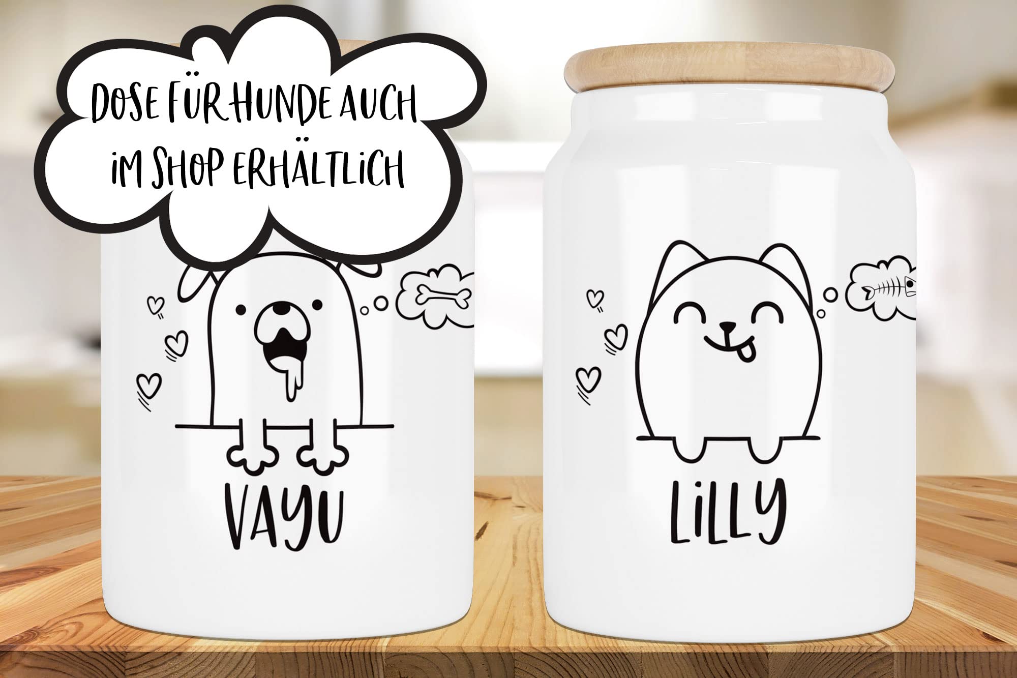 Selket's Shop Keramik Leckerli Dose Katze – personalisiert mit Name – Keksdose für Snacks, Trockenfutter & Leckerlis