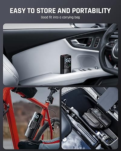 Miniatura 9 de CAFELE Bomba de aire pequeña DC 12V para neumáticos de automóvil e inflador de neumáticos inalámbrico