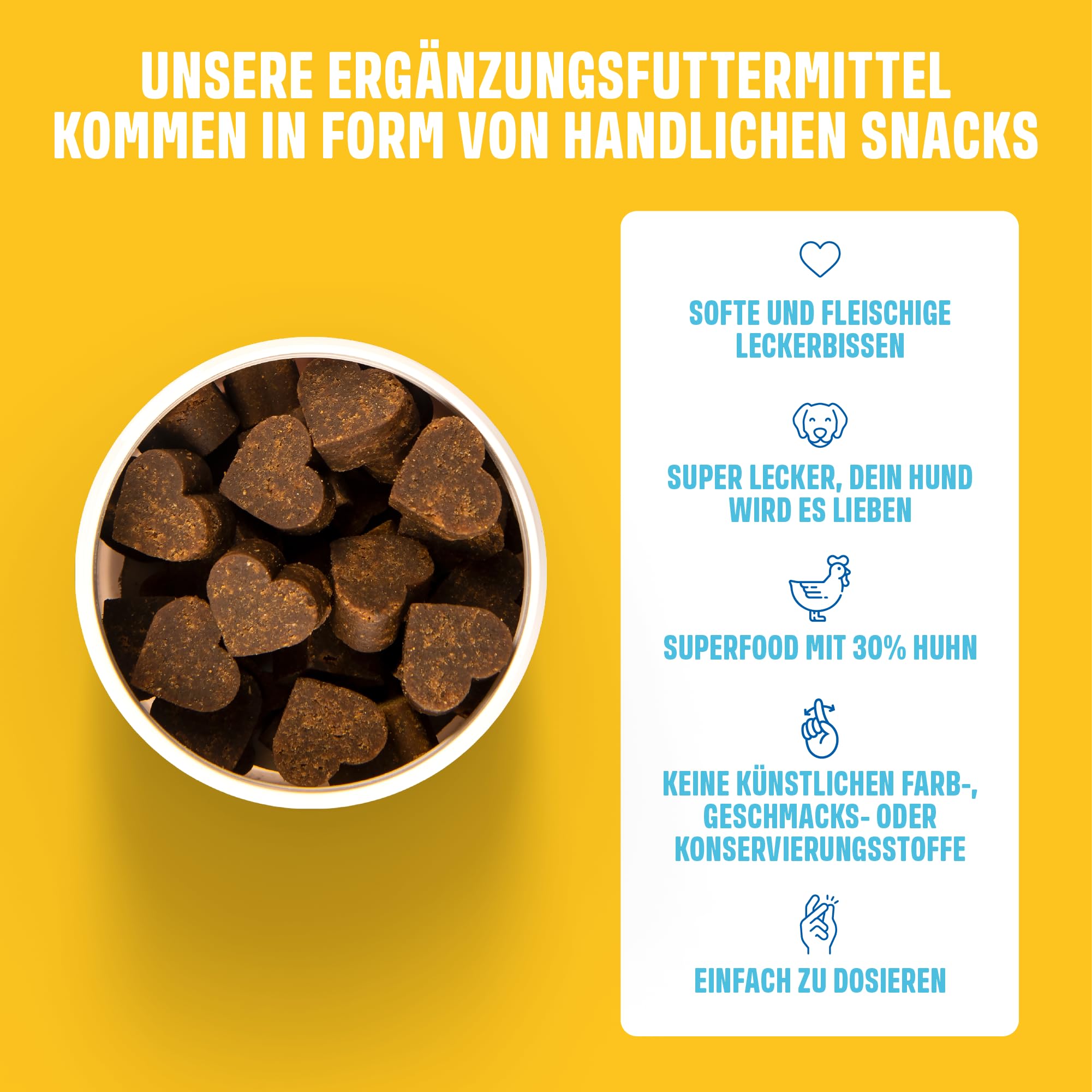 ivvi Multivitamin für Hunde als Leckerli – Rundumversorgung mit Probiotika, B Vitamine, Omega 3, Grünlippmuschel, Cranberry - 60 Snacks (270g) mit Huhn