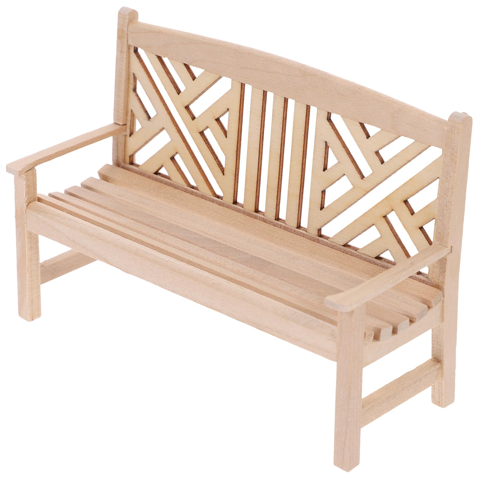 ibasenice 1/12 Scale Miniature Double Chair Bench Model Wooden Furniture for Dollhouse Garden Scene Diy Craft Decoration