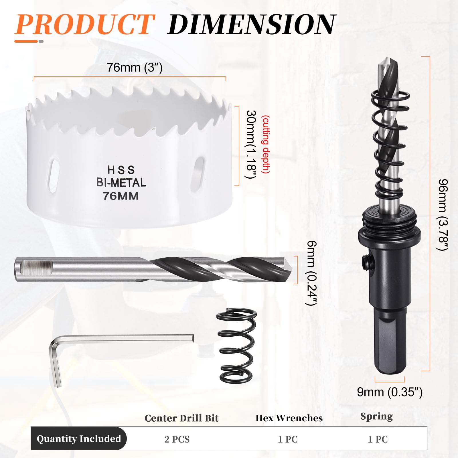 METALLIXITY Bi-Metal Hole Saw 3", M42 HSS Circular Head 76mm Hole Cutter with 2 Pilot Drill Bits - Image 2