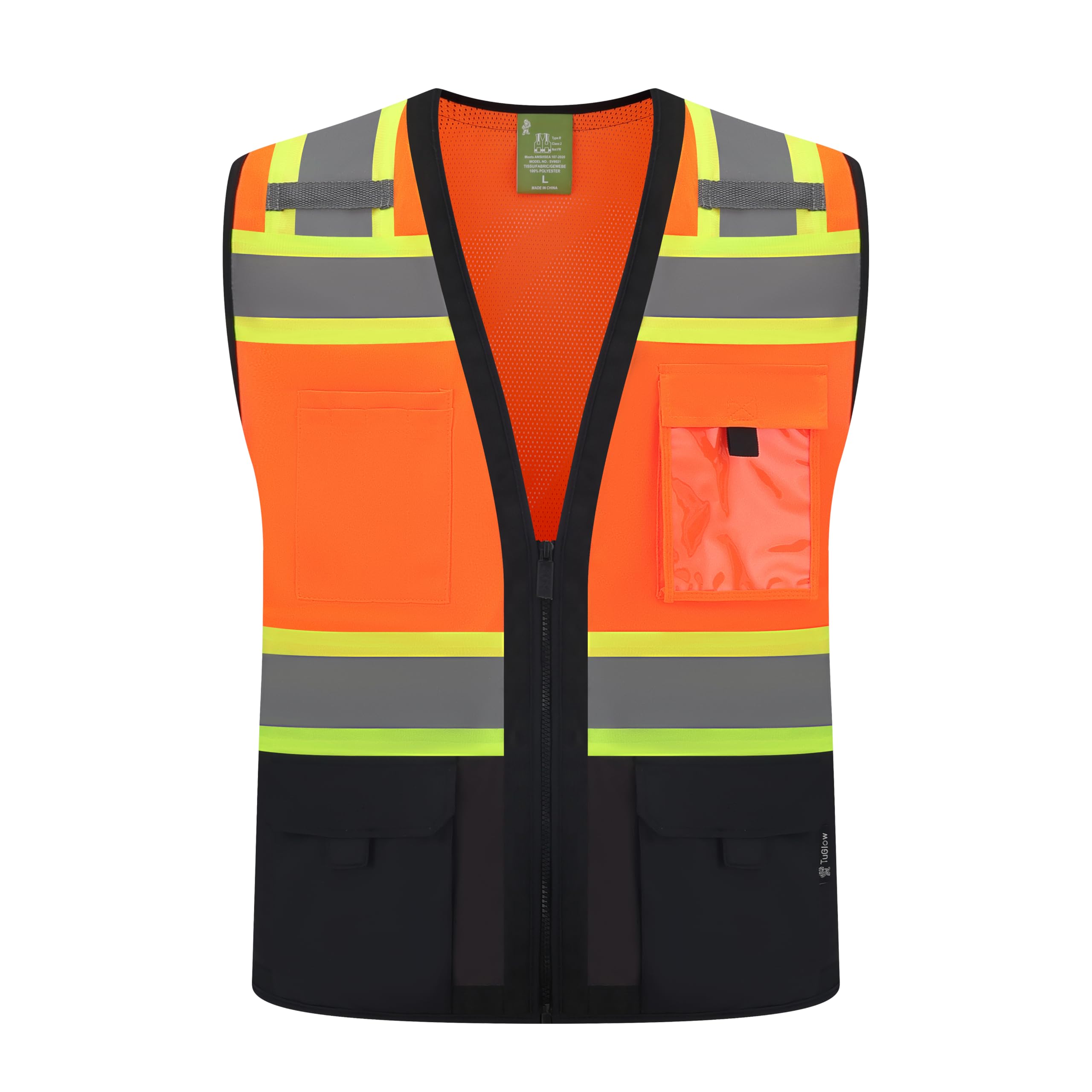Class 2 High Visibility Reflective Safety Vests Women & Men With 5 Pockets And Zipper Front,Meets Ansi/Isea Standards