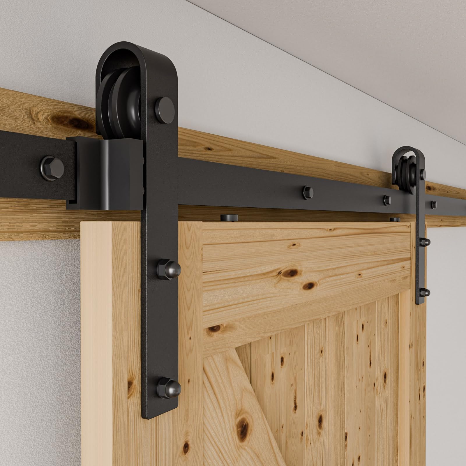 WOLFBIRD 200CM/6.6FT Sliding Door Hardware Kit Sliding Door Rail for Single Door Hardware System