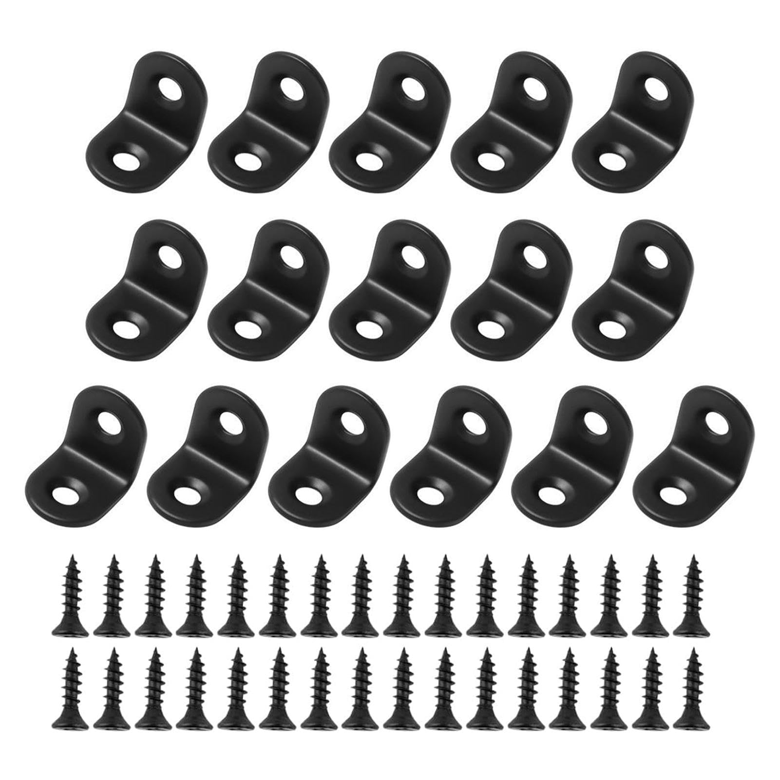 Small Angle Brackets, 16 Pcs L Brackets with 32 Screws, 20 x 20mm, Black