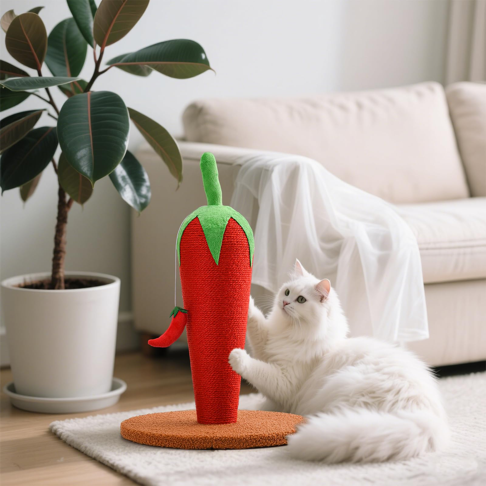 LIFLIX Kratzsäule für Katzen, 43cm Chili Kratzbaum Klein, Natursisal Kratzstamm für Indoor Katzen
