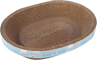 perfk Oval Wavy Scratching Pad Cat Scratching Lounge Cat Scratching Bowl Cat Scratcher Cardboard for Kittens Small Medium Cats 45cmx34cmx9cm product image