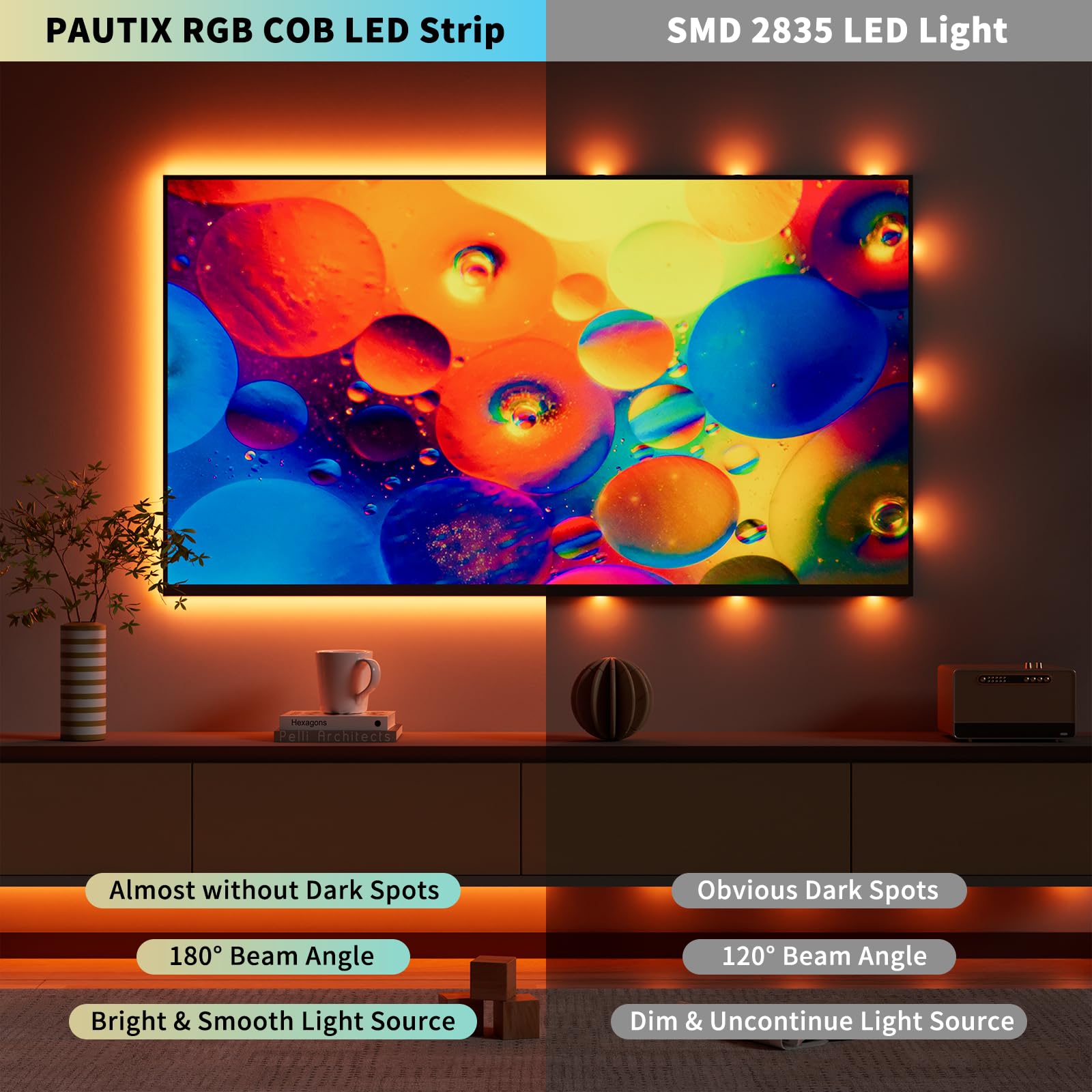 PAUTIX RGB COB LED Strip 10m,Colour Changing Dimmable Strip Light DC24V - Image 2