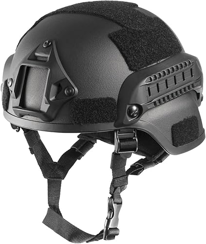 Casco Airsoft Mich 2000 táctico con protección para los oídos, montaje NVG frontal y riel lateral
