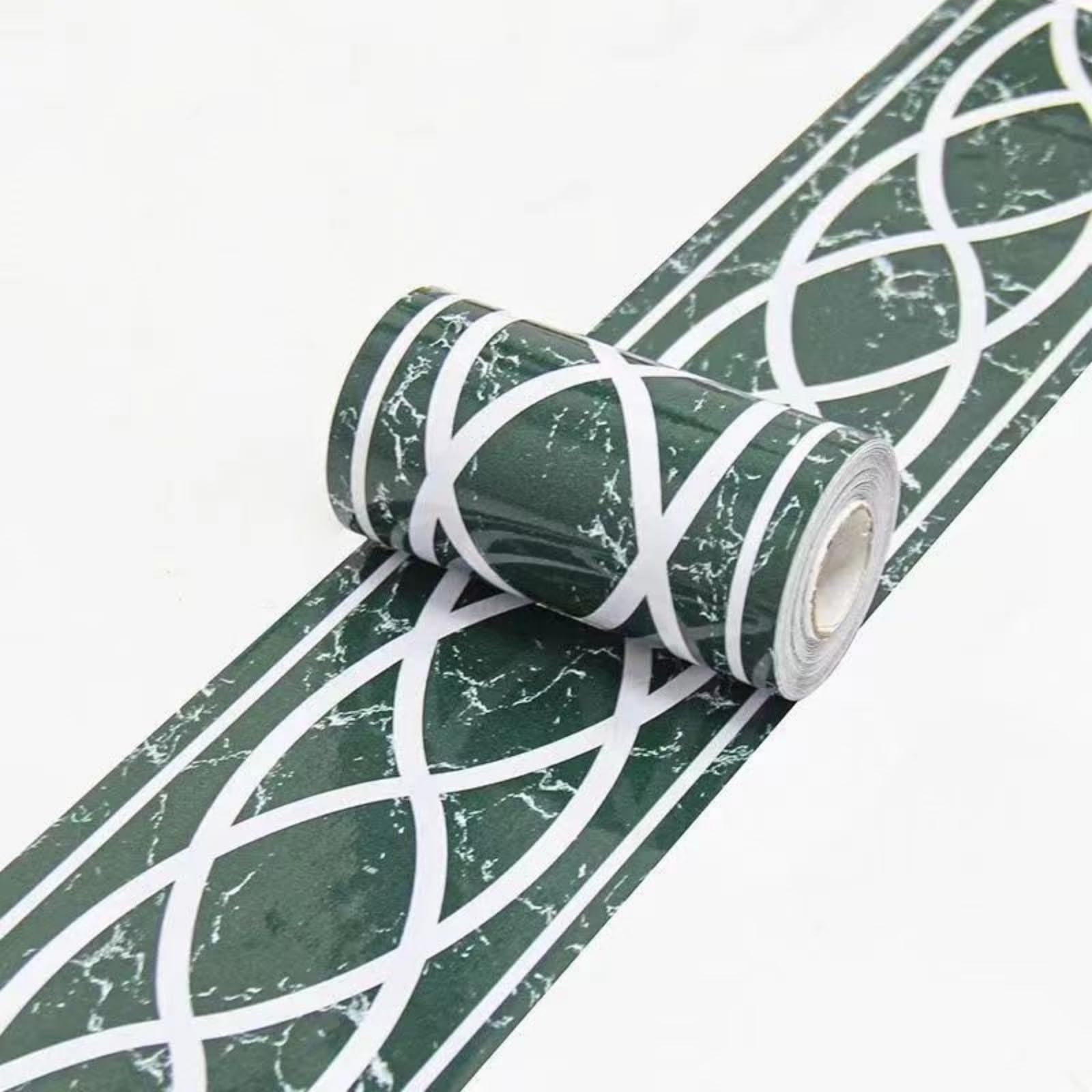 VisitRyl Green Wallpaper Border Self Adhesive Wall Tiles Decorative, Peel and Stick Wall Border Bathroom Stickers Green European Flower 10cm X 1000cm