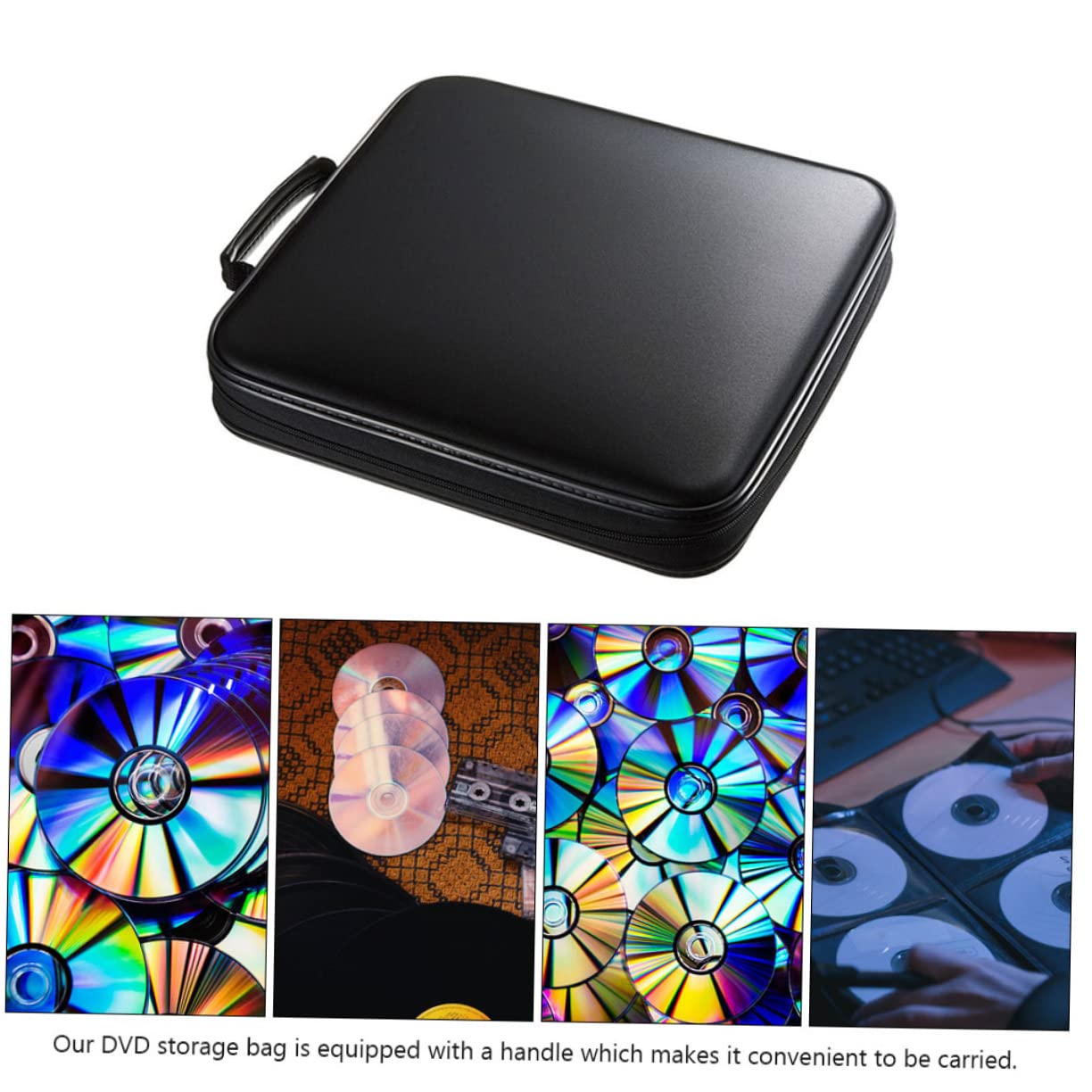 Hemobllo Custodia per Dvd di Grande Capacità Borsa Porta Dvd Maniglia Chiusura Cerniera Protezione da Graffi per Dischi