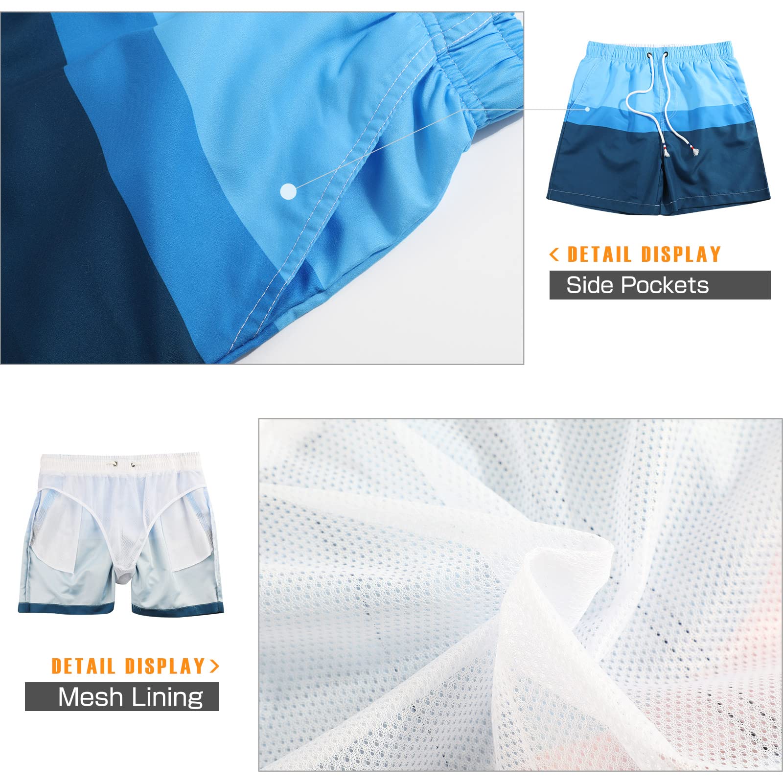 Danfiki Pantaloncini Costume da Bagno Uomo Asciugatura Veloce Calzoncini da Beach Costume da Bagno Fodera Rete con Taschino e Coulisse Trunks