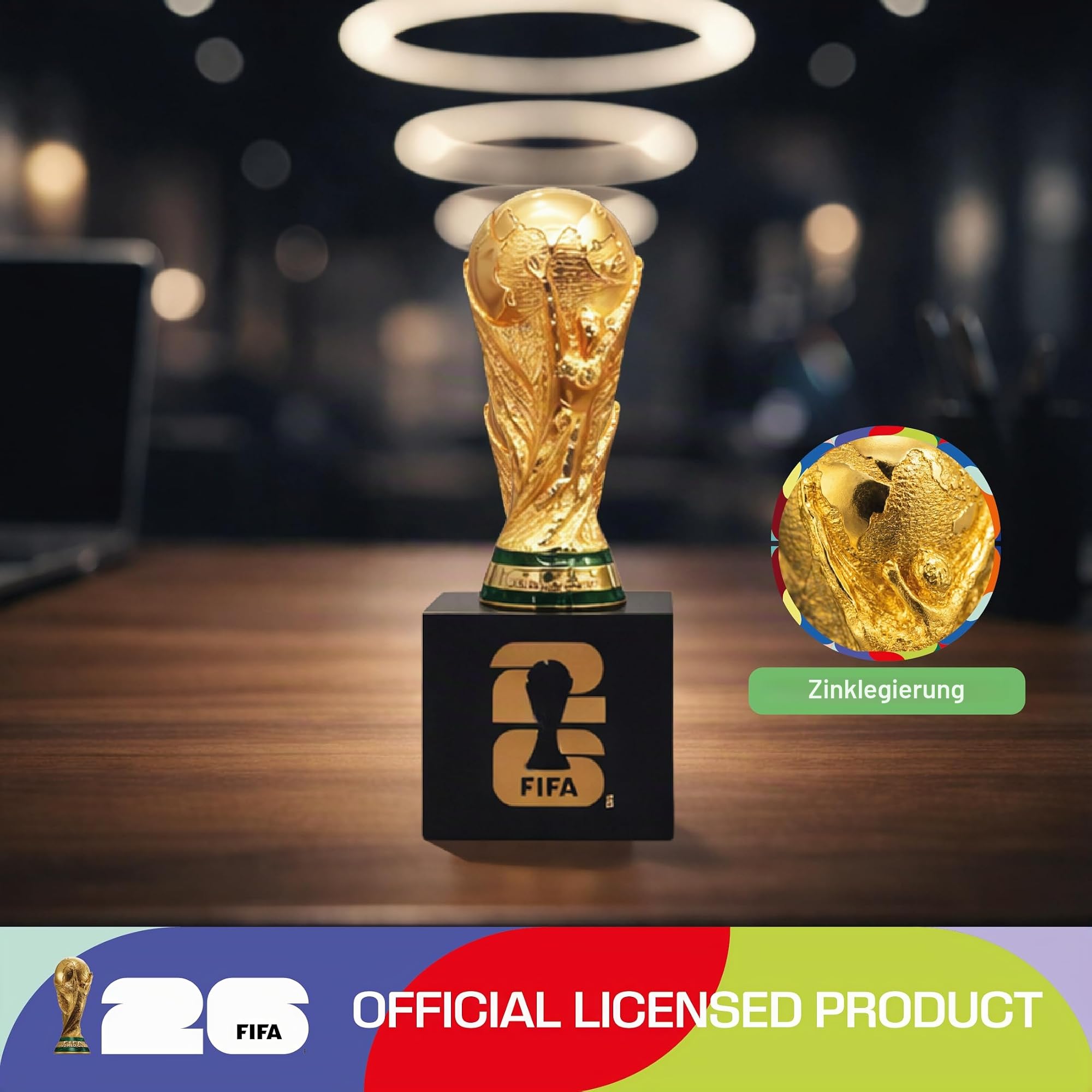 Nachbildung der 3D-Trophäe, 70 mm, mit Sockel, offiziell lizenziert für die FIFA Weltmeisterschaft 2026