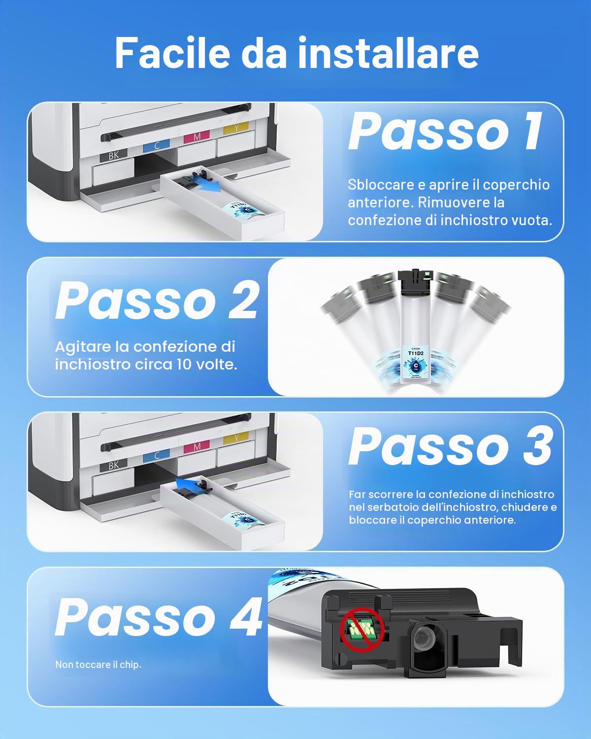Skydo Cartucce d'inchiostro T11D ad alta capacità, compatibili con Epson T11D1, T11D2, T11D3, T11D4 per Workforce-Pro WF-C5390DN, WF-C5390DW, WF-C5390DW BAM, WF-C5890DW, WF-C5890DWF BAM