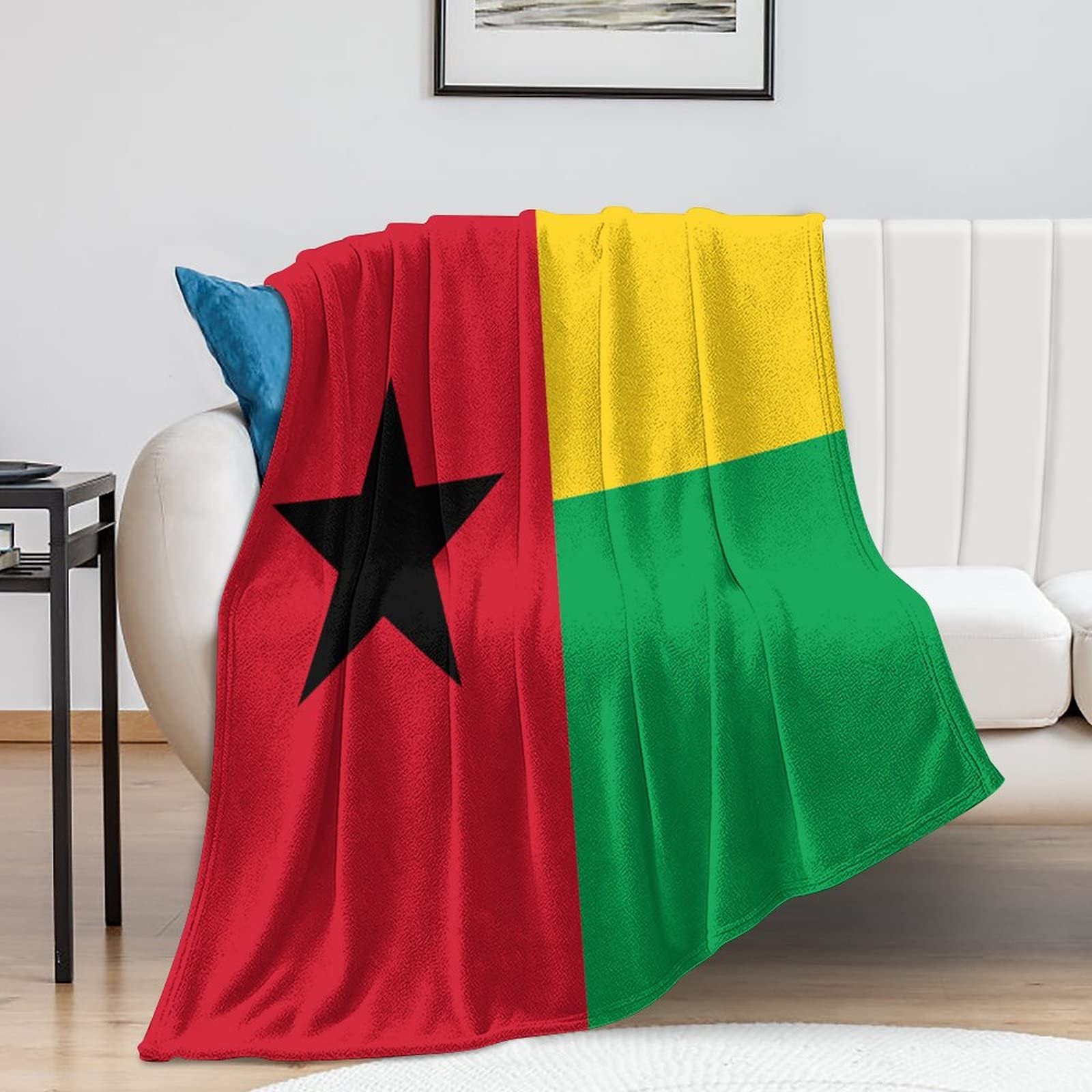 Couverture flanelle Guinée-Bissau idée cadeau déco lit et canapé