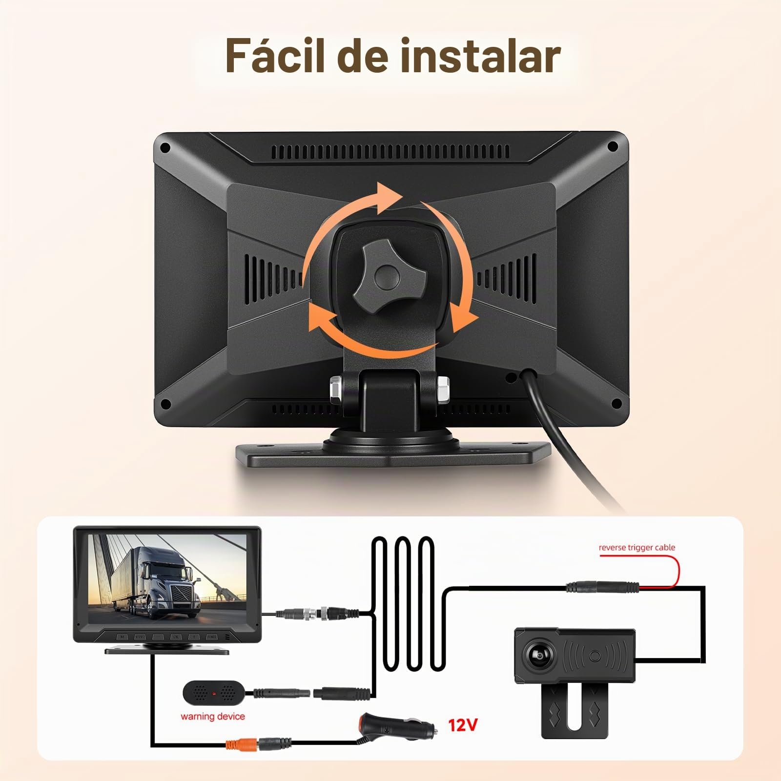 Hodozzy Cámara de Marcha Atrás con Radar, 7 Pulgadas Pantalla 1080P Monitor con Visión Nocturna y IP68 Impermeable y Línea de Marcha Atrás Inteligente, Aparcamiento Cámara de Visión Trasera para 12V