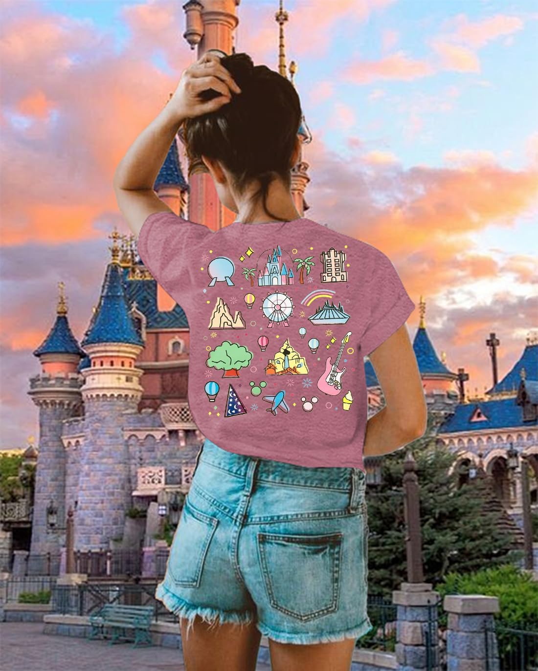 Around The World Shirt Women Magic World Tour 1982 Graphic Tee Funny Traveler Vacation Short Sleeve Top - Image 3