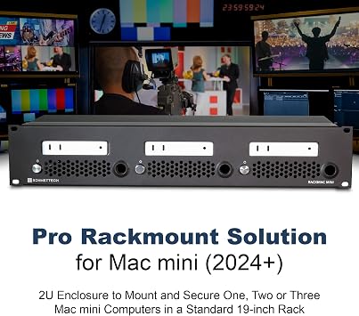 Sonnet RackMac mini (2024+) 2U Rackmount Enclosure for 1, 2, or 3 Mac mini Computers, Pro 19-Inch Rack Mounting Solution