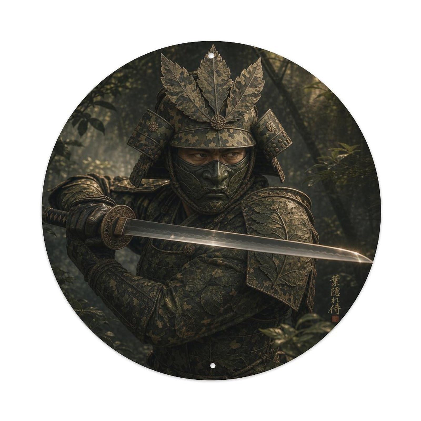 Olyhtr 8X8inch Classic Style Blade Olive Green Turning Parry Defense Warrior Seal Metal Tin Sign