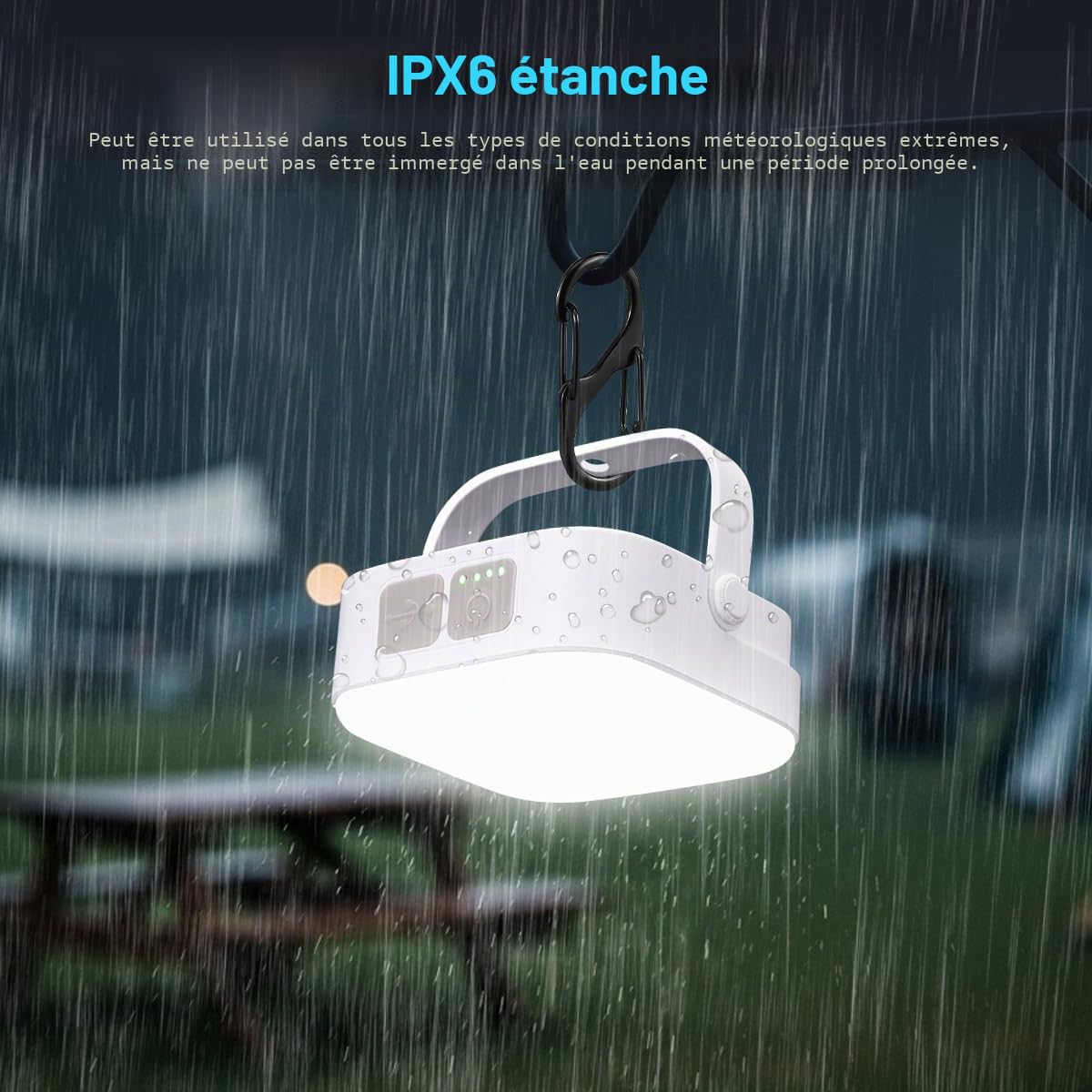2 Pièces Lampe Camping, 4000LM Lampe Solaire Camping Rechargeable, Résistant à l'eau Lampe LED Exterieur, Lampe de Camping Extérieure Portable avec 4 Modes pour Camping, Pêche, Randonnée