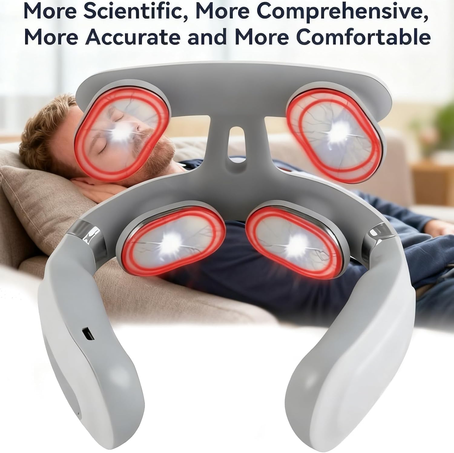 Vertaline Cervirest, 4-Head Neck Massager Design, Relieves Neck Pain, Smart and Portable (Blanco‌-1PCS)