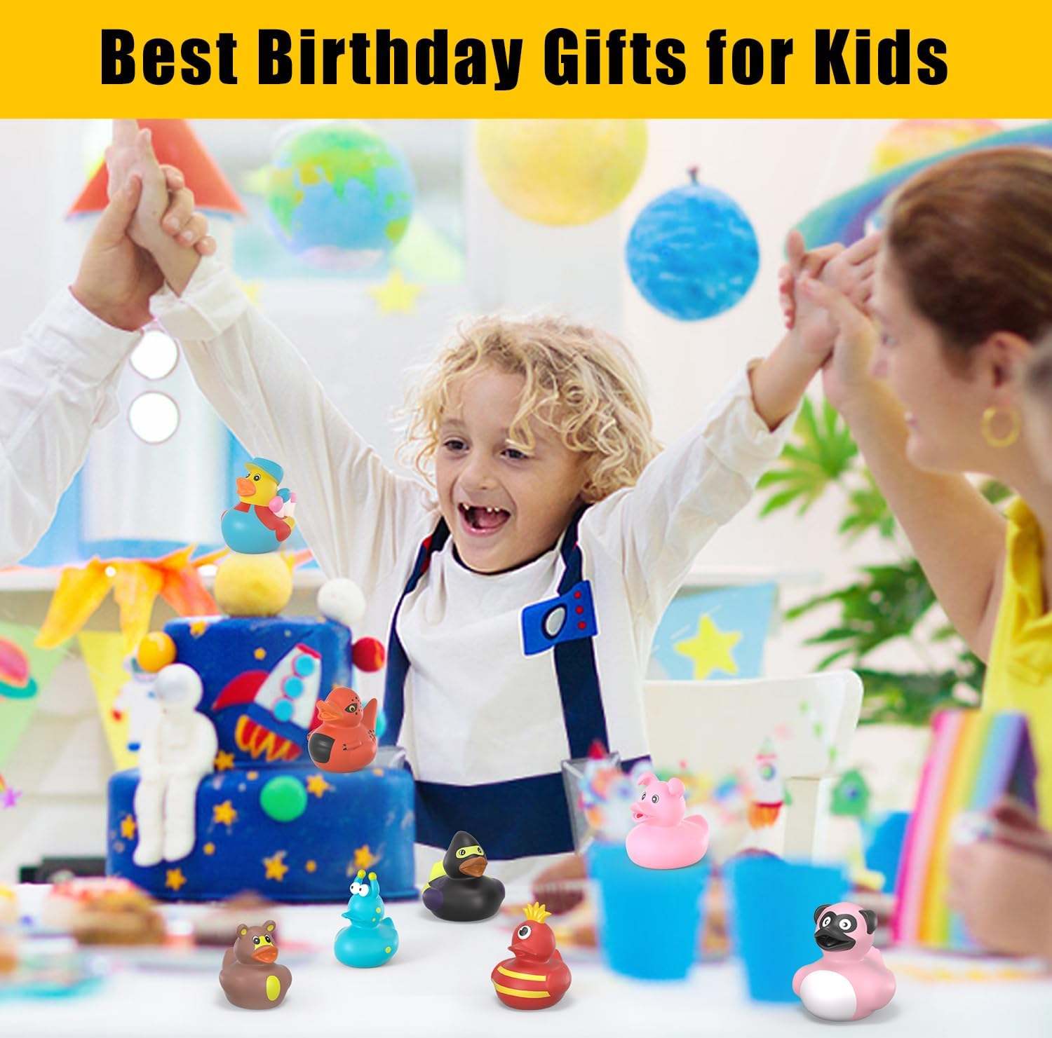 100 PCS Rubber Ducks in Bulk, Jeeper Ducks,Car Dashboard Decorations Festival Party Gifts Beach Swimming Pool Activity Joy to Life Mini Rubber Ducks(2.17 Inches)