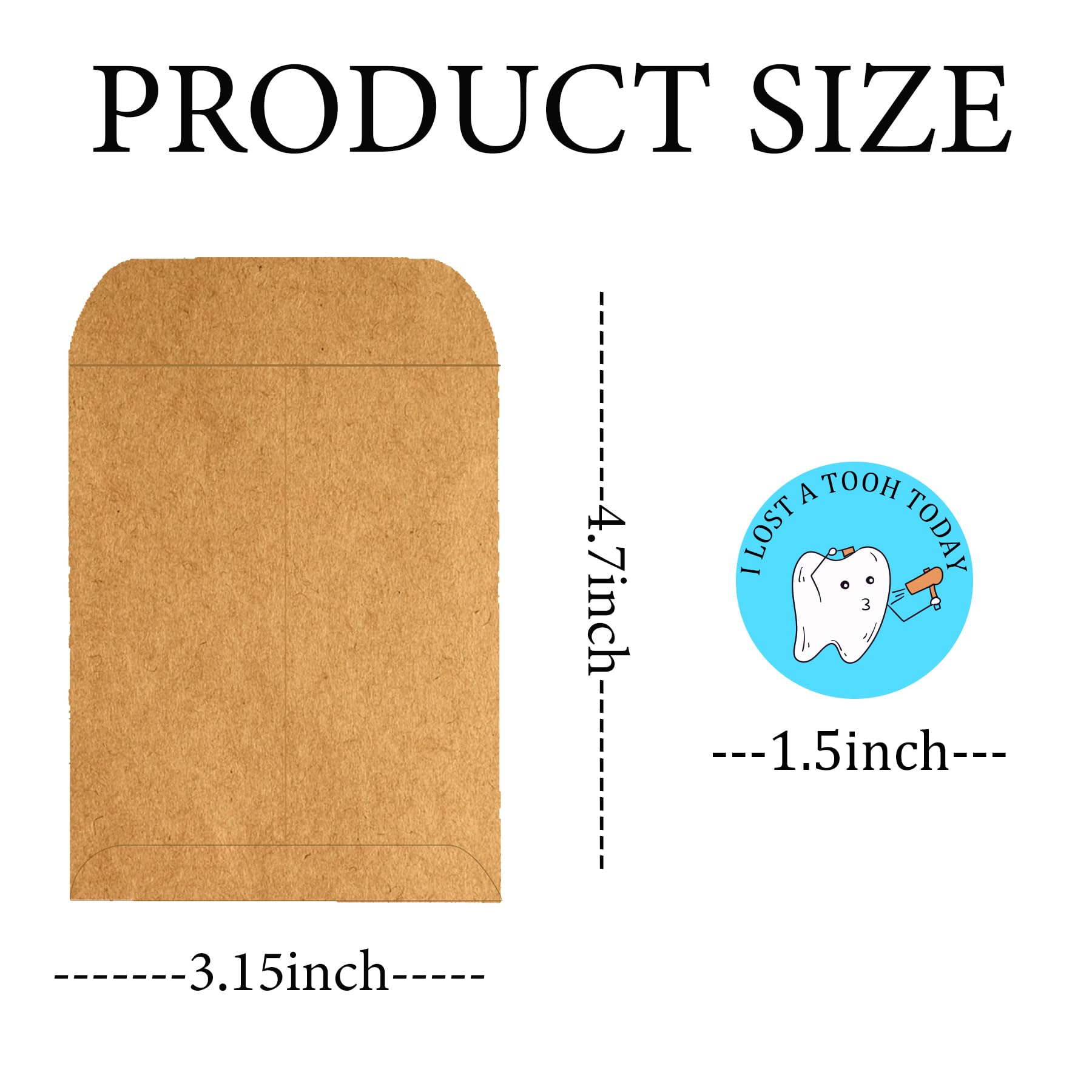 60 Pcs Lost Tooth Receipt Envelopes Tooth Fairy Envelopes with 60 Pcs I Lost Tooth Stickers and a Rope for Toddler First Teeth Loss Celebration Fairy Bag Classroom Party Supply (3.15x4.7 Inch) - Image 2