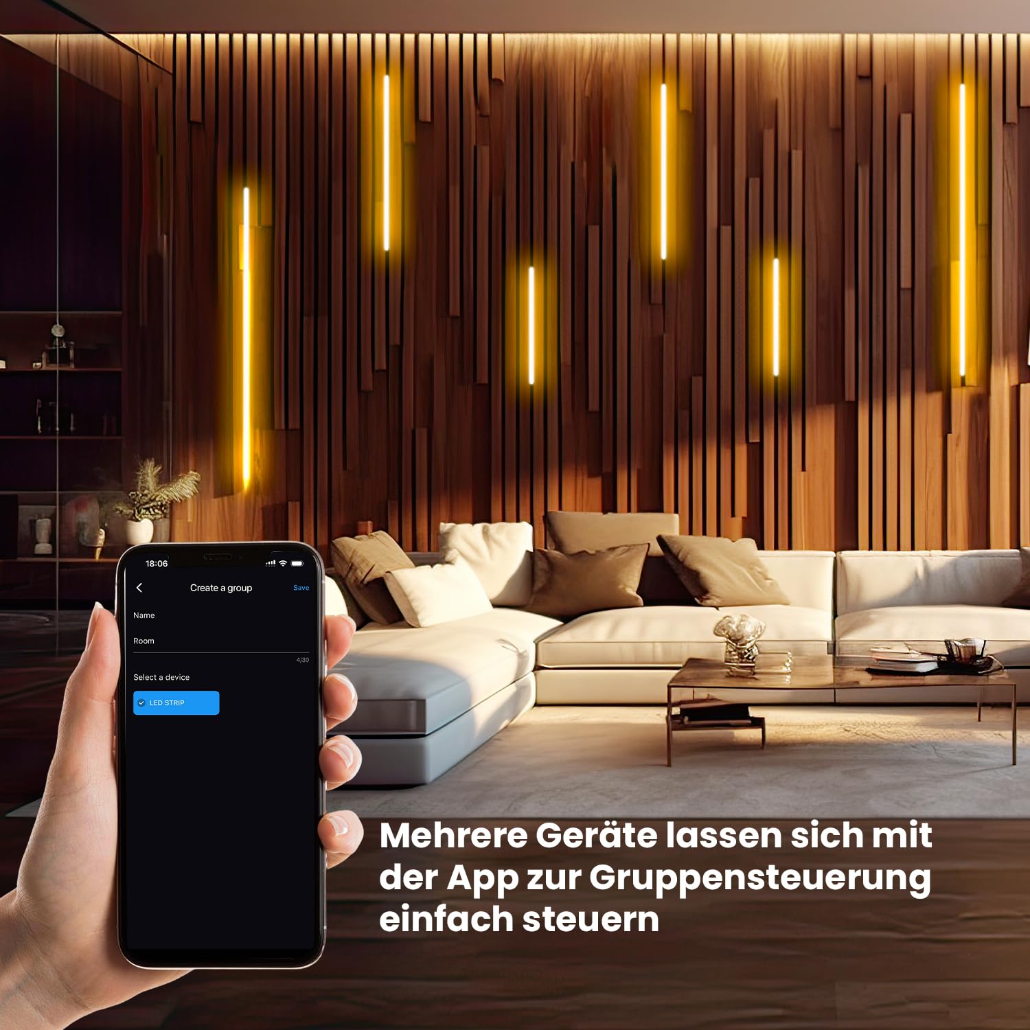 SHUNLEE 6 Stück LED Akustikpaneele Beleuchtung, Smart Bluetooth Schwarzer Eingebetteter LED für Akustikpaneele, 10MM Selbstklebend 2700K Warmweiß Wandpaneele Beleuchtung (40cm*2+60cm*2+90cm*2)
