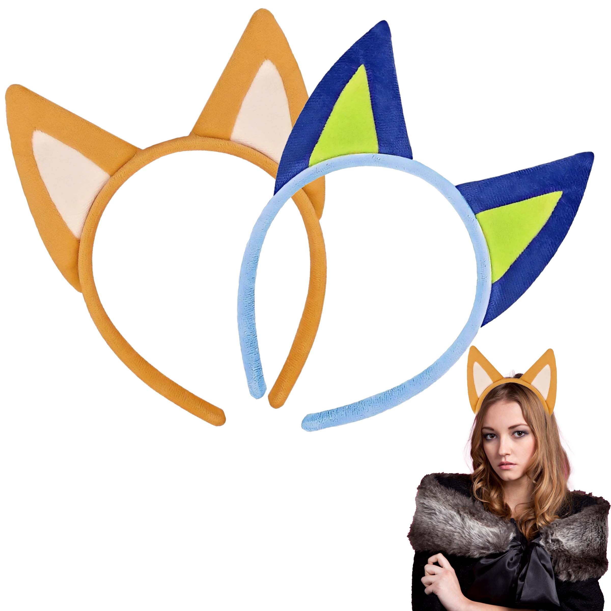 Leziazany 2 Pcs Dog Ears Headhand Cute Plush Handmade Cat Ears Headband Animal Headwear Headbands Accessories for Theme Party Cosplay and Christmas Costumes