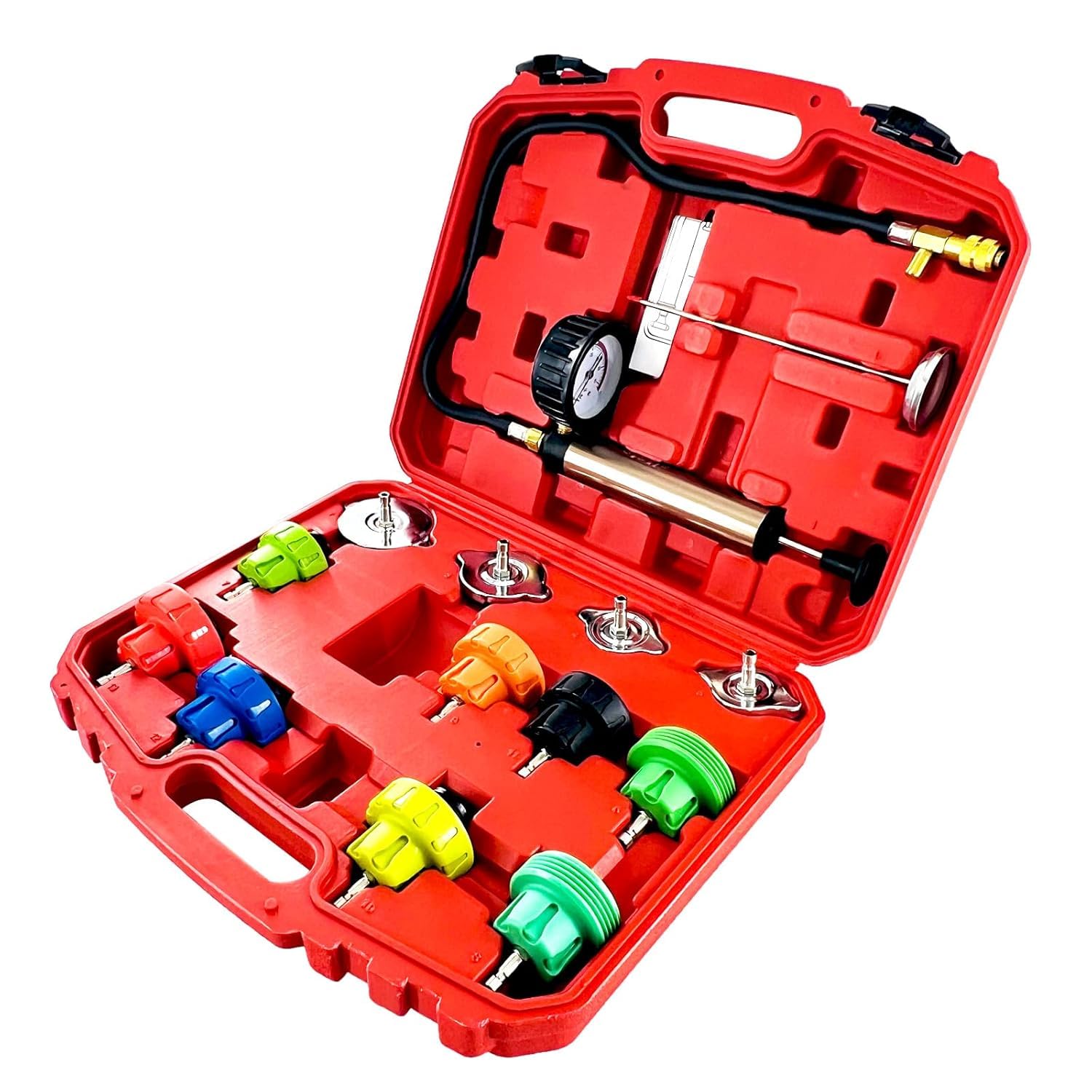 VENEKETY 14PCS Pressure Leak Tester Tool Kit, Radiator Pump Pressure Tester Kit for Automotive Cooling System Water Tank Leakage Detection-image-27