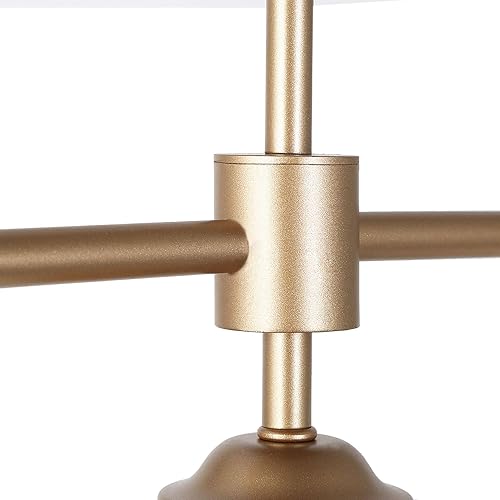 Miniatura 7 de classy leaves Candelabros dorados, lámpara lineal dorada con pantalla de tela blanca, moderna luz de isla de 3 luces para cocina, comedor, sala de