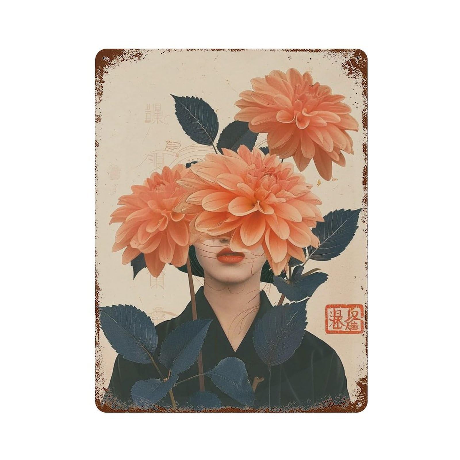 YHGERTKU Floral Veil 03 Wall Art Retro Iron Vintage Metal Tin Sign Poster Modern Decor for Living Rooms Gift 40x30cm