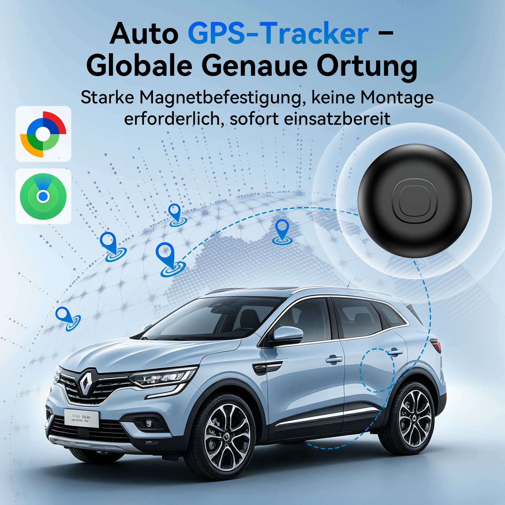 GPS Tracker für Auto,Magnetischer GPS Tracker ohne ABO,Fahrzeuge Echtzeit Tracker Kompatibel mit iOS und Android,Langlebige Batterie, IP68 Wasserdicht,Versteckter Tracker für Auto (Schwarz)