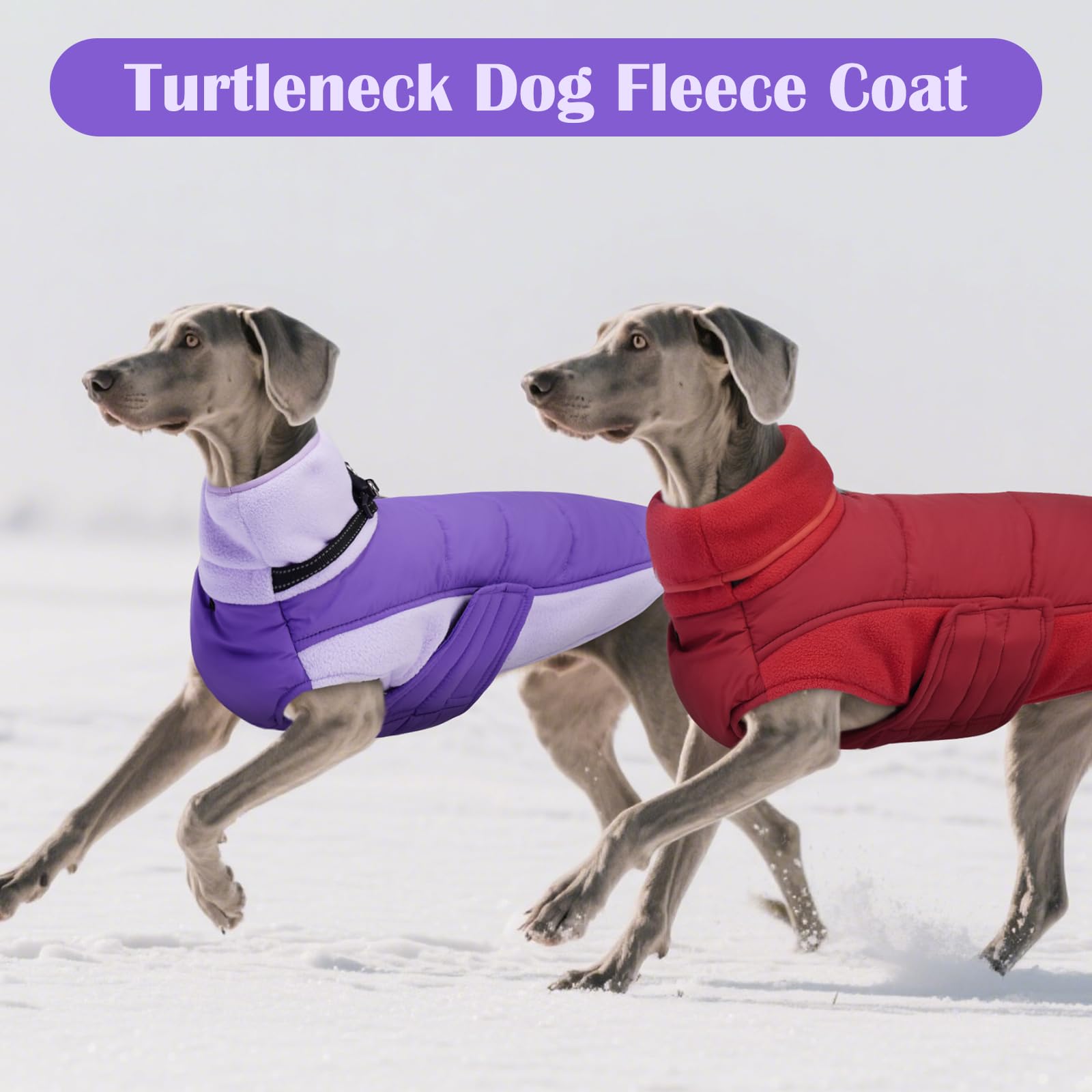 DENTRUN Cappottino per cani con imbracatura integrata, extra caldo, foderato in pile, impermeabile e antivento, nastro magico regolabile, adatto per pastore tedesco, husky, rosso, XXL