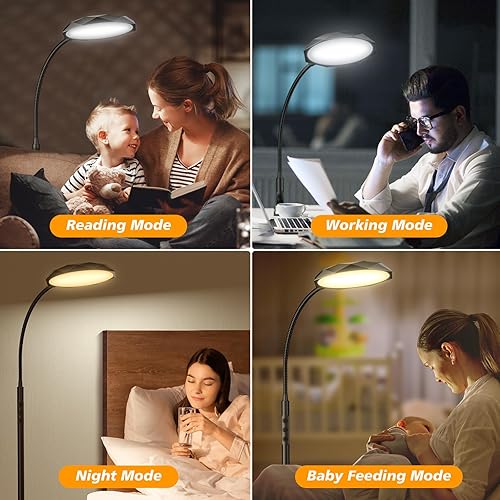 Miniatura 8 de Lámpara de pie, lámparas de pie LED brillantes de 18 W para sala de estar con superficie de diamante, colores ajustables continuos y lámpara de pie