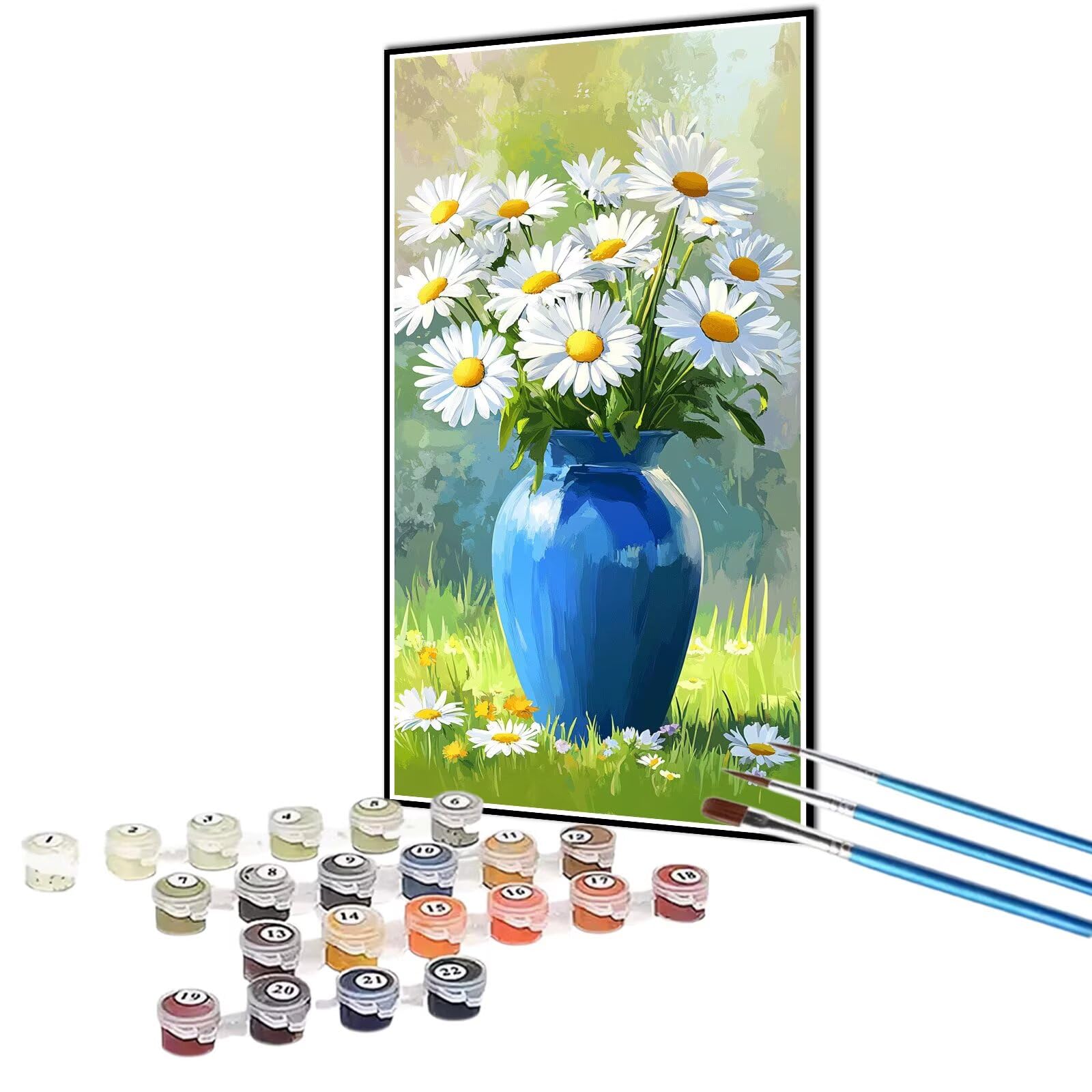 32cm×41cm-デイジーの花 アクリル画 キャンバスアート 32cm×41cm-デイジーの花 アクリル画 キャンバスアート 32cm×41cm