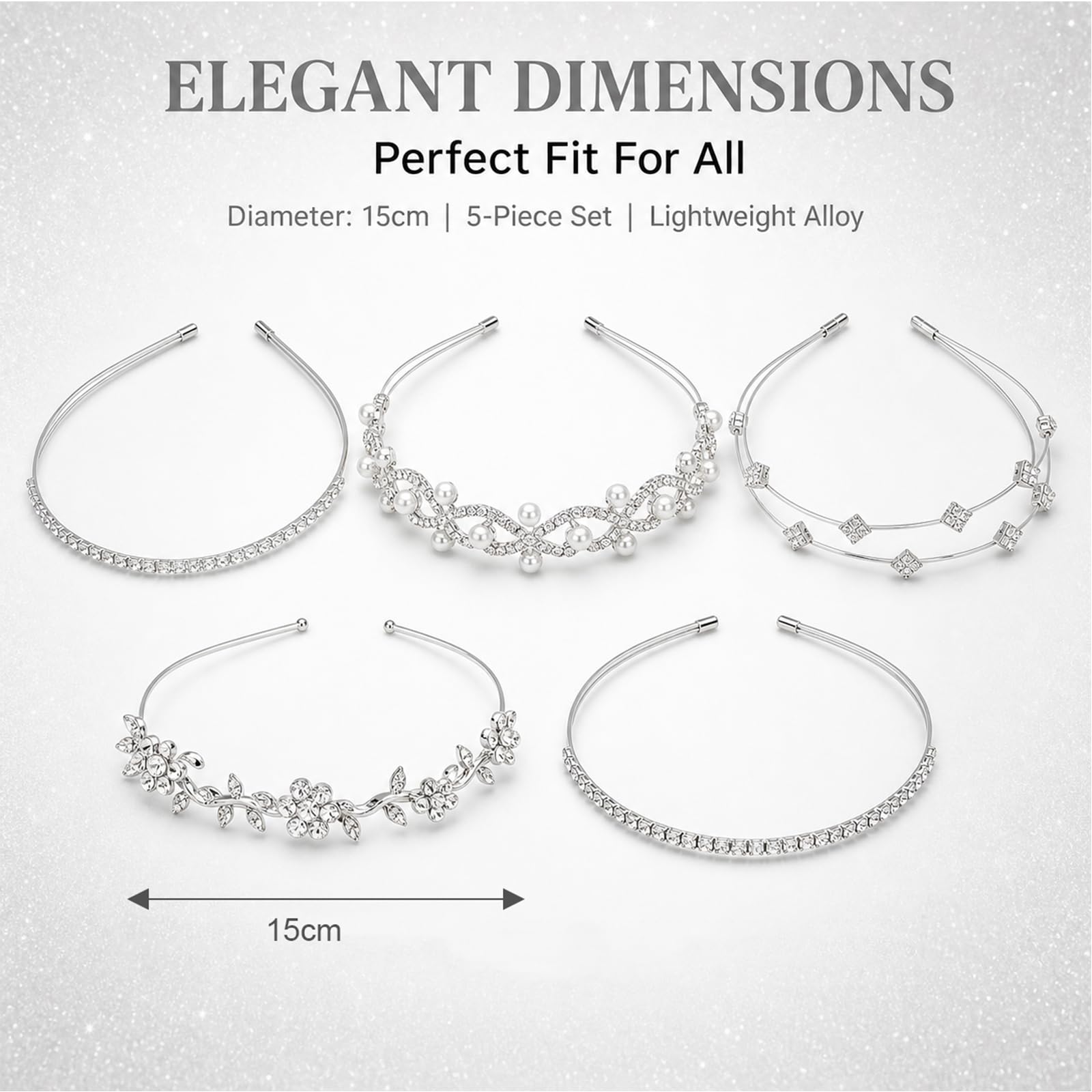 4 Cerchietti Per Capelli Con Strass In Argento - Diadema Elegante In Lega Di Zinco Per Matrimonio, Festa E Serate Speciali - 5