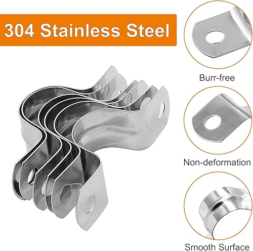 Miniatura 5 de Biaungdo 50 correas de tubo rígido M20, correa de acero inoxidable de 34 pulgadas con dos agujeros, abrazaderas de tubo, abrazaderas de conducto