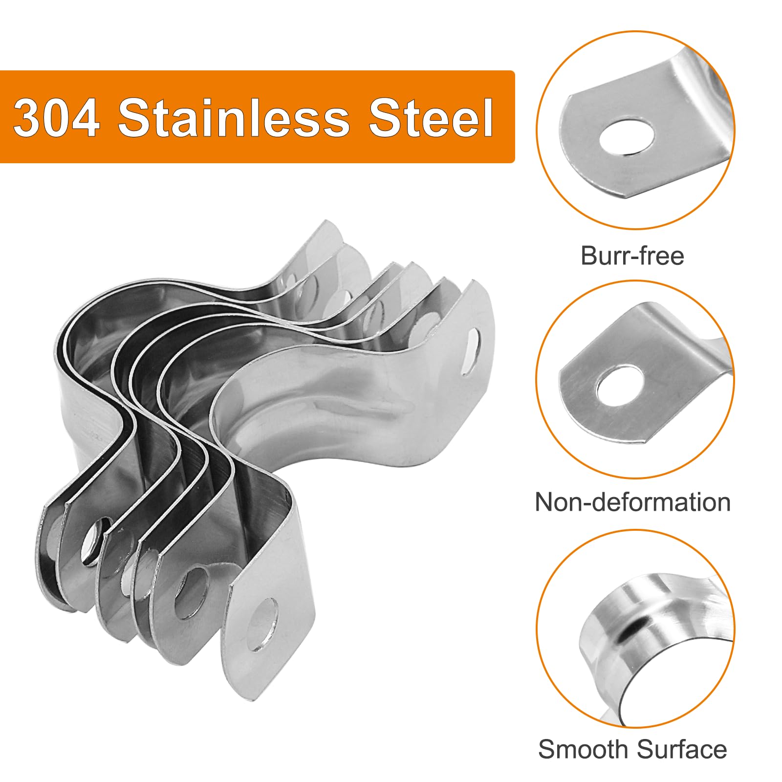 Pipe Strap Clamp Uxcell 304 Stainless Steel Rigid S - 25mm (1 Inch ...