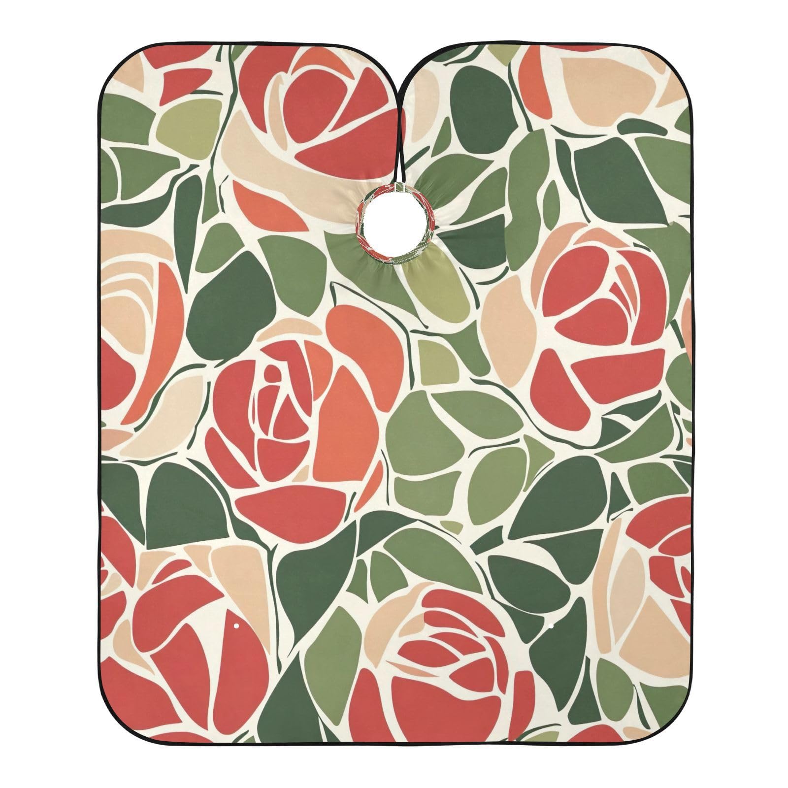 BOESI Doodle Rose Pattern Barber Shawl, Waterproof Haircut Shawl, Haircut Salon Apron, Shaving Bib, 55 x 65 inches