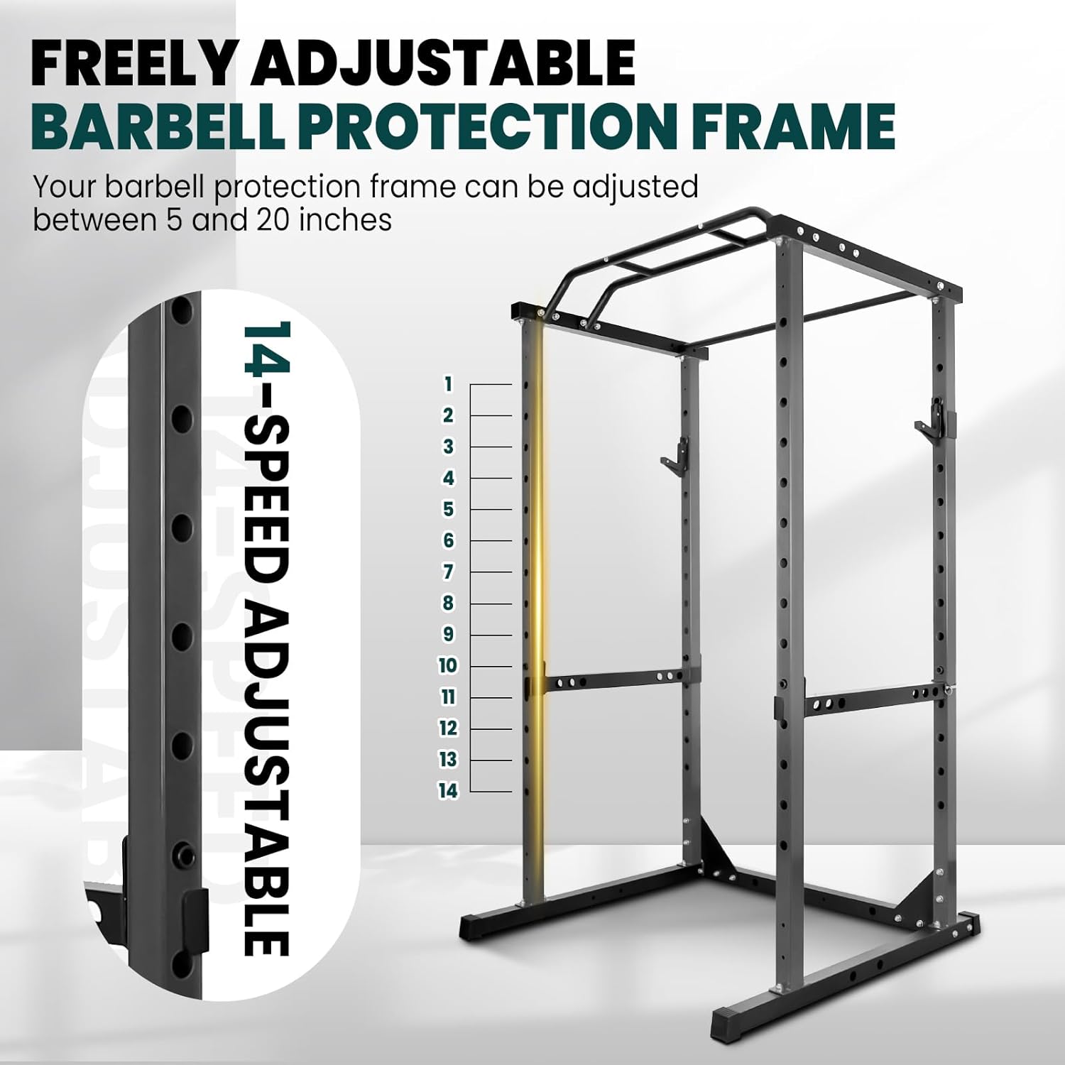 Vohala Vohala Heavy-Duty Power Cage – 1800LB Capacity with Adjustable Positions & Pull-Up Bar - Image 2