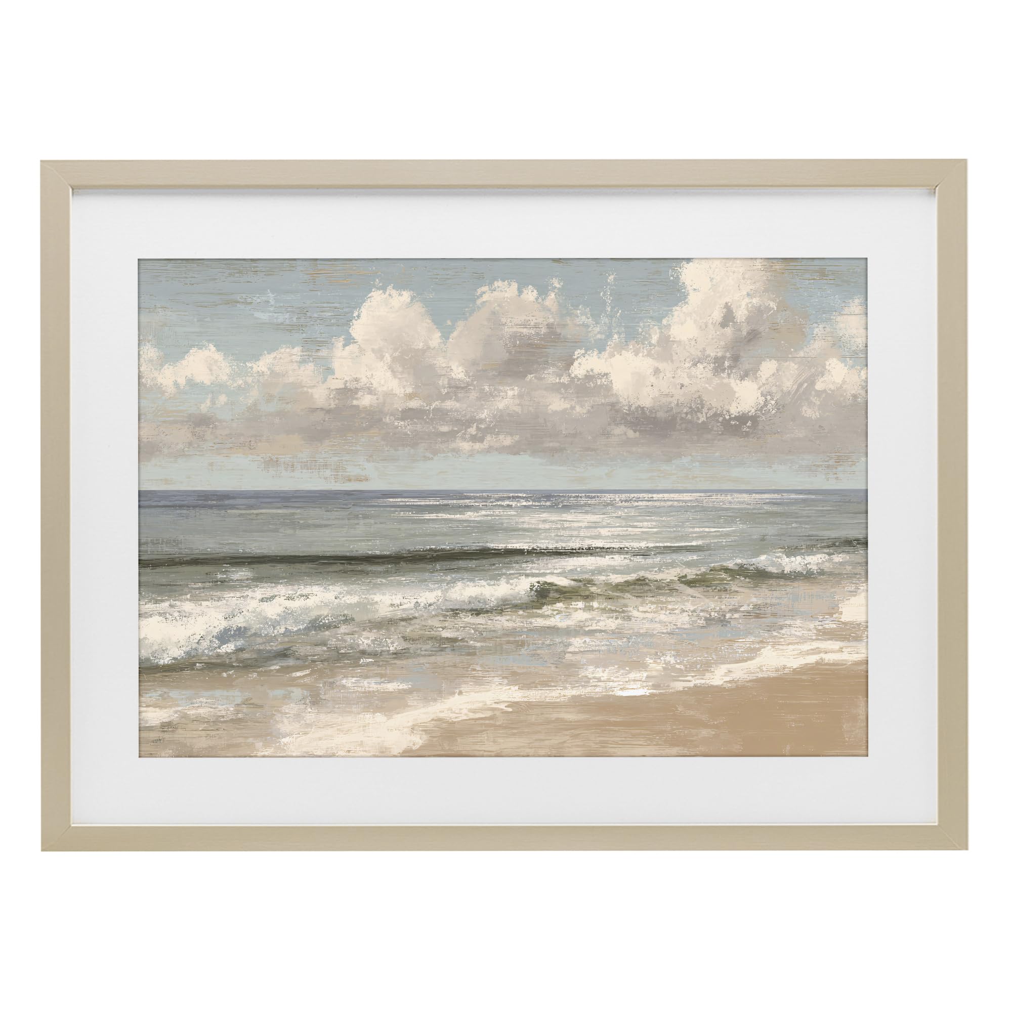 Stupell Industries Harvest Pine (Textured) 'Distressed Beach Horizon'| Framed Print Under Glass