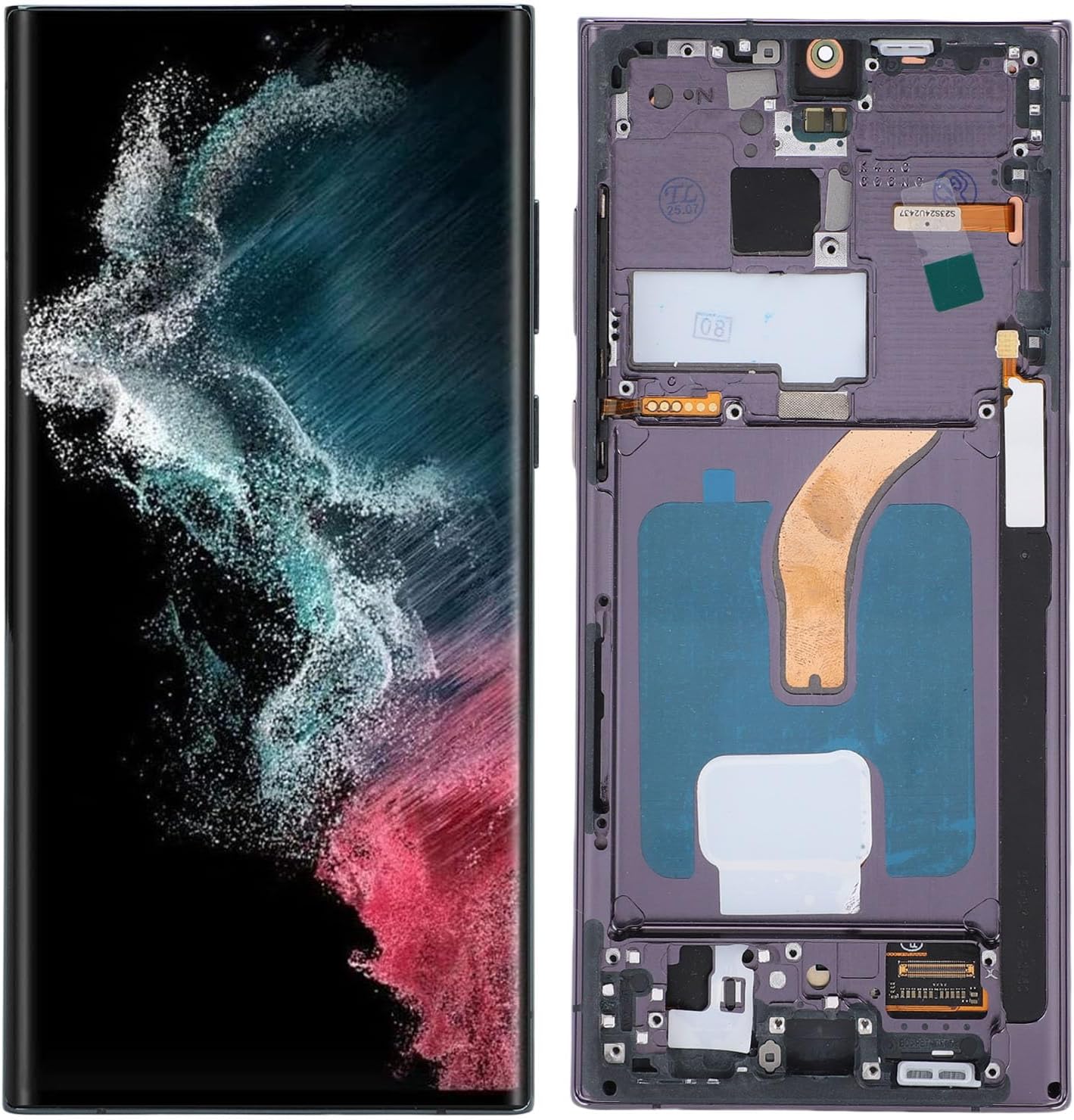 6.8 OLED for S22 Ultra, LED LCD Display Touch Screen Digitizer Assembly S22ultra 5G SM S908B, LCD Screen Replacement with Frame, EU International Version (Misty