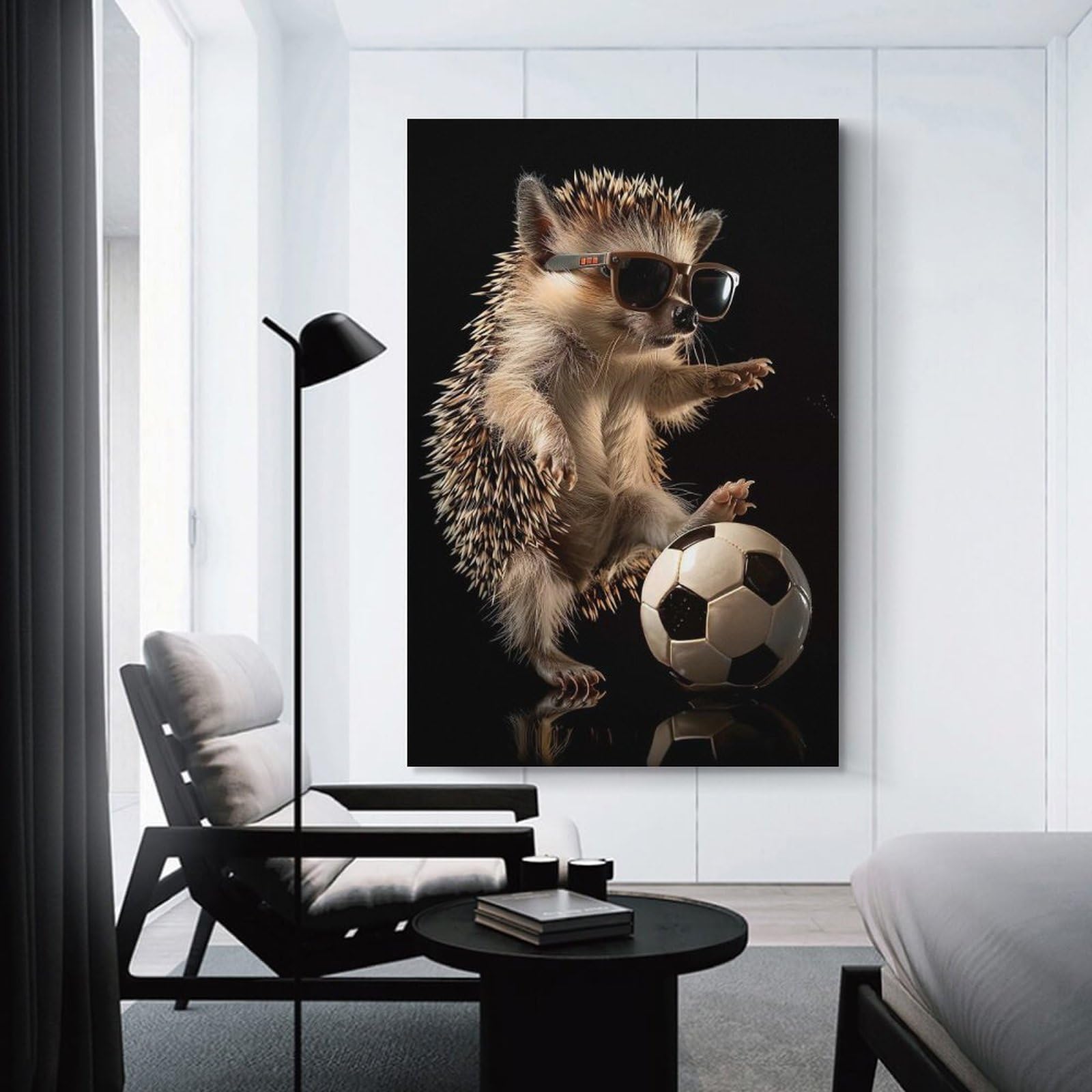 Junmoney Hedgehog Soccer Player Decorative Canvas Print, 20x30inch(50x75cm), for Gallery Wall Decor And Room Displays, Wall Decor Suited to Curated Displays