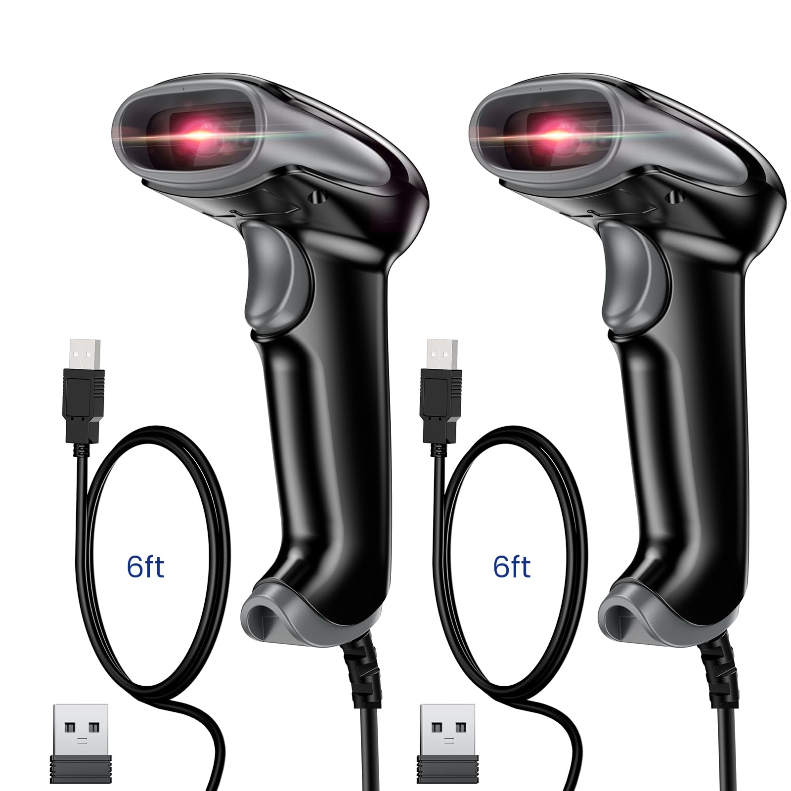 Eyoyo2-Pack Wired USB Barcode Scanner,Military-Grade Drop Tested Ergonomics 2D&1D Bar Code Scanner Reader,Compatible with Computer, Laptops,Plug and Play Handheld for Library, Supermarket,Warehouse
