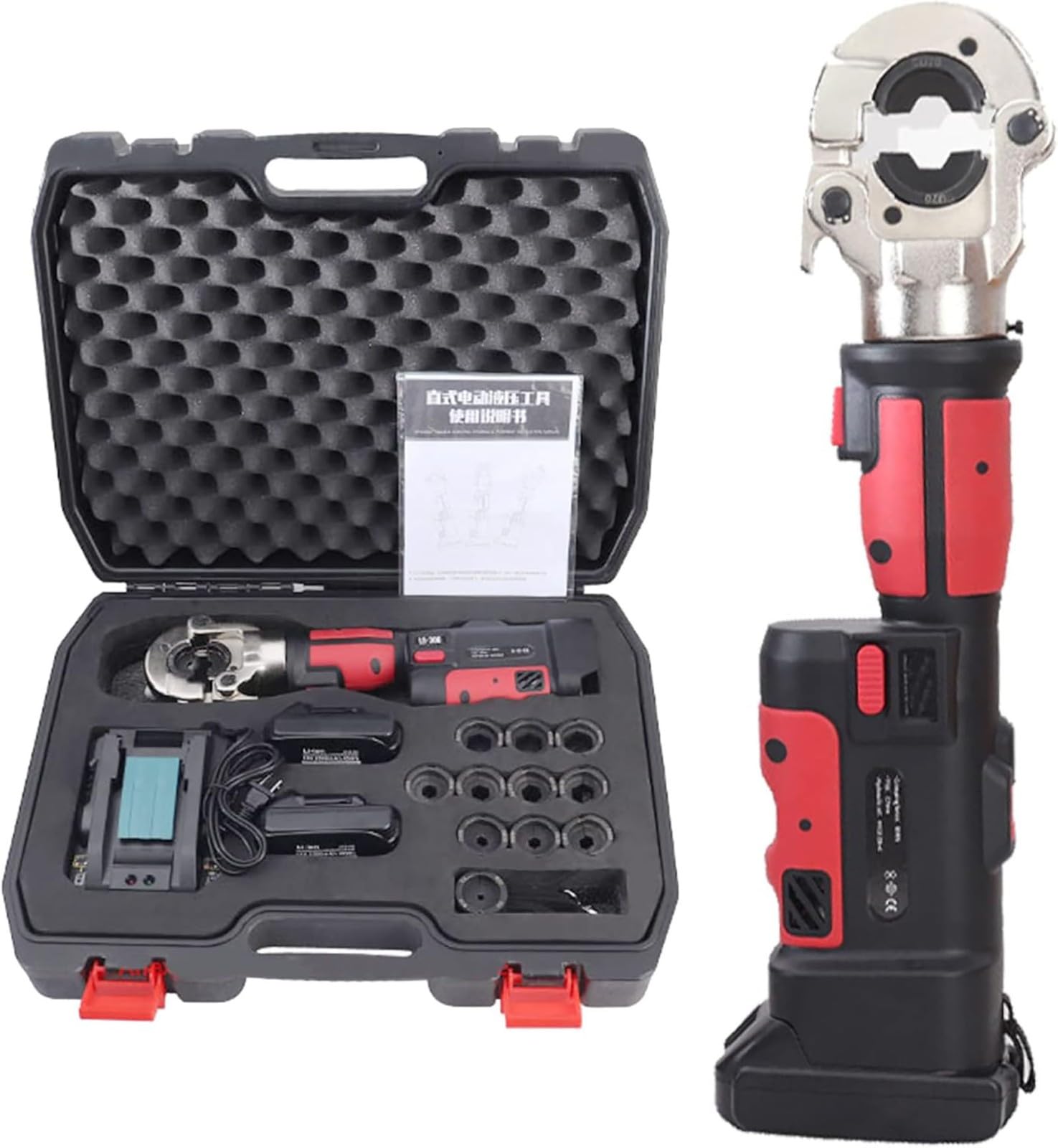 Herramienta de crimpado hidráulica eléctrica, crimpadora de terminales de cable de alto rendimiento. Kit de herramientas para terminales de cables eléctricos, rango de 16 a 300 mm² red