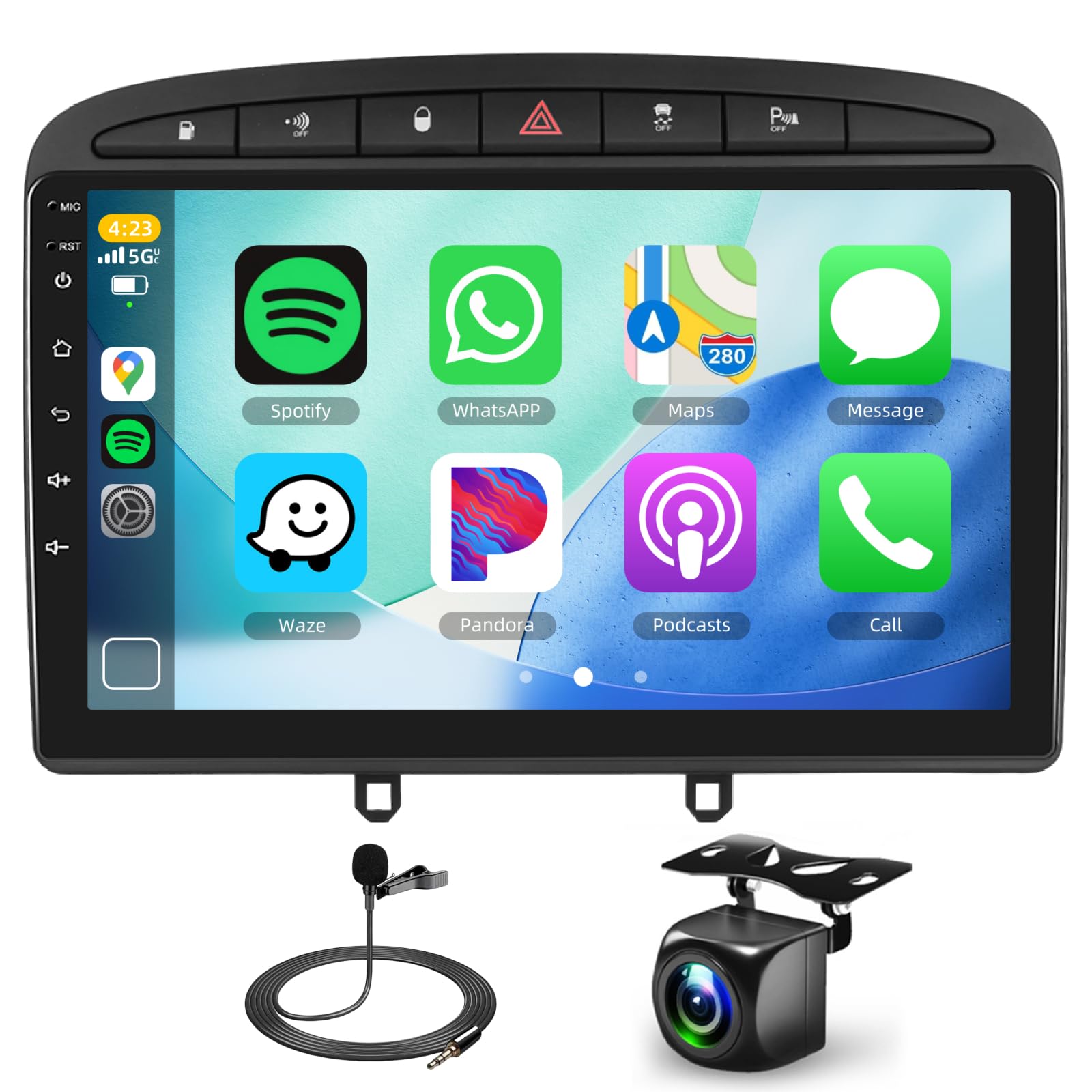 Android 13 Autoradio Voor Peugeot 308/408 (2007-2015) – 9 Inch Touchscreen, 2+64GB, Wireless Carplay, GPS, DSP, WiFi – Incl. Achteruitrijcamera